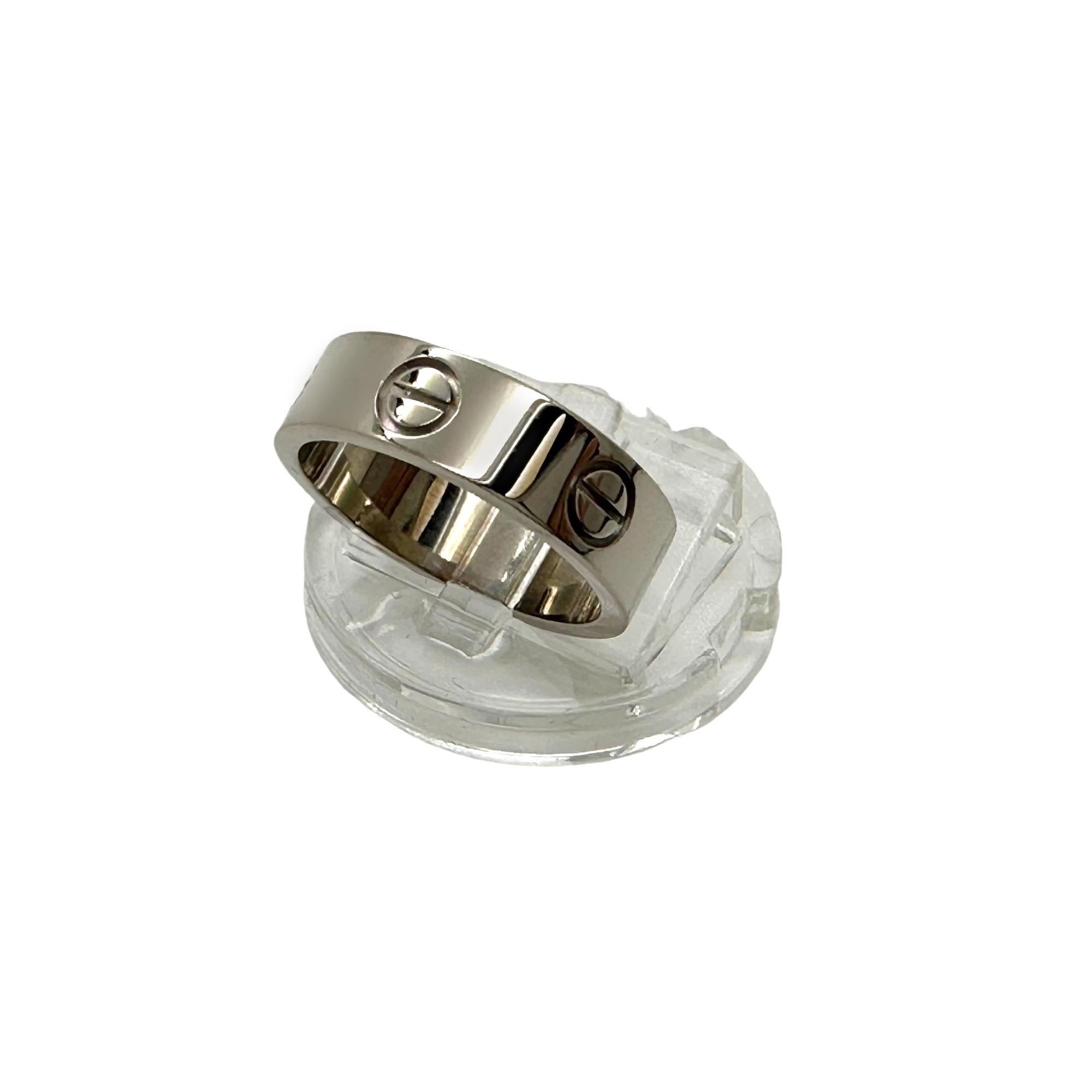 Cartier Circa 1996 Love Band Ring in 18k White Gold 5 mm For Sale 6