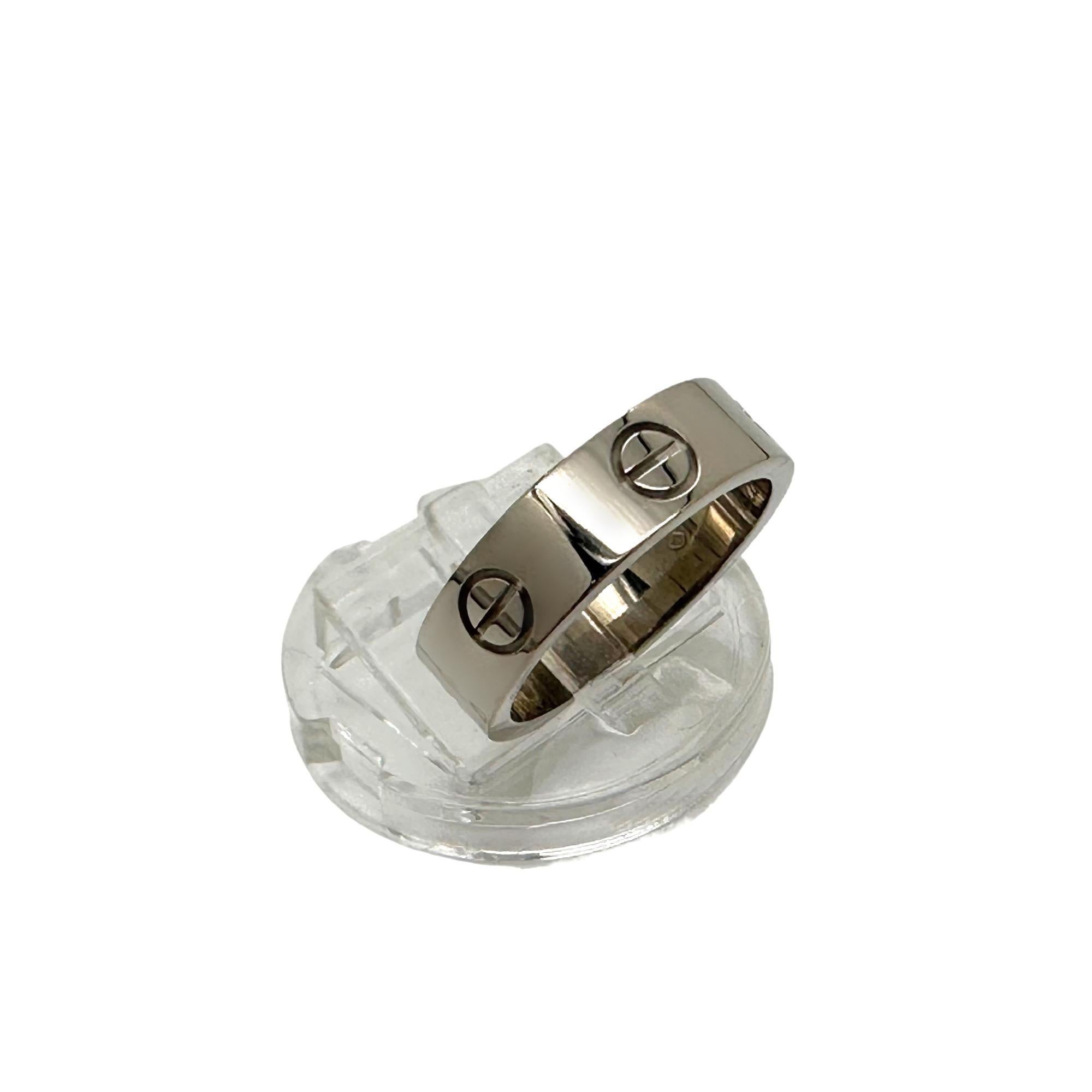 Cartier Circa 1996 Love Band Ring in 18k White Gold 5 mm For Sale 8
