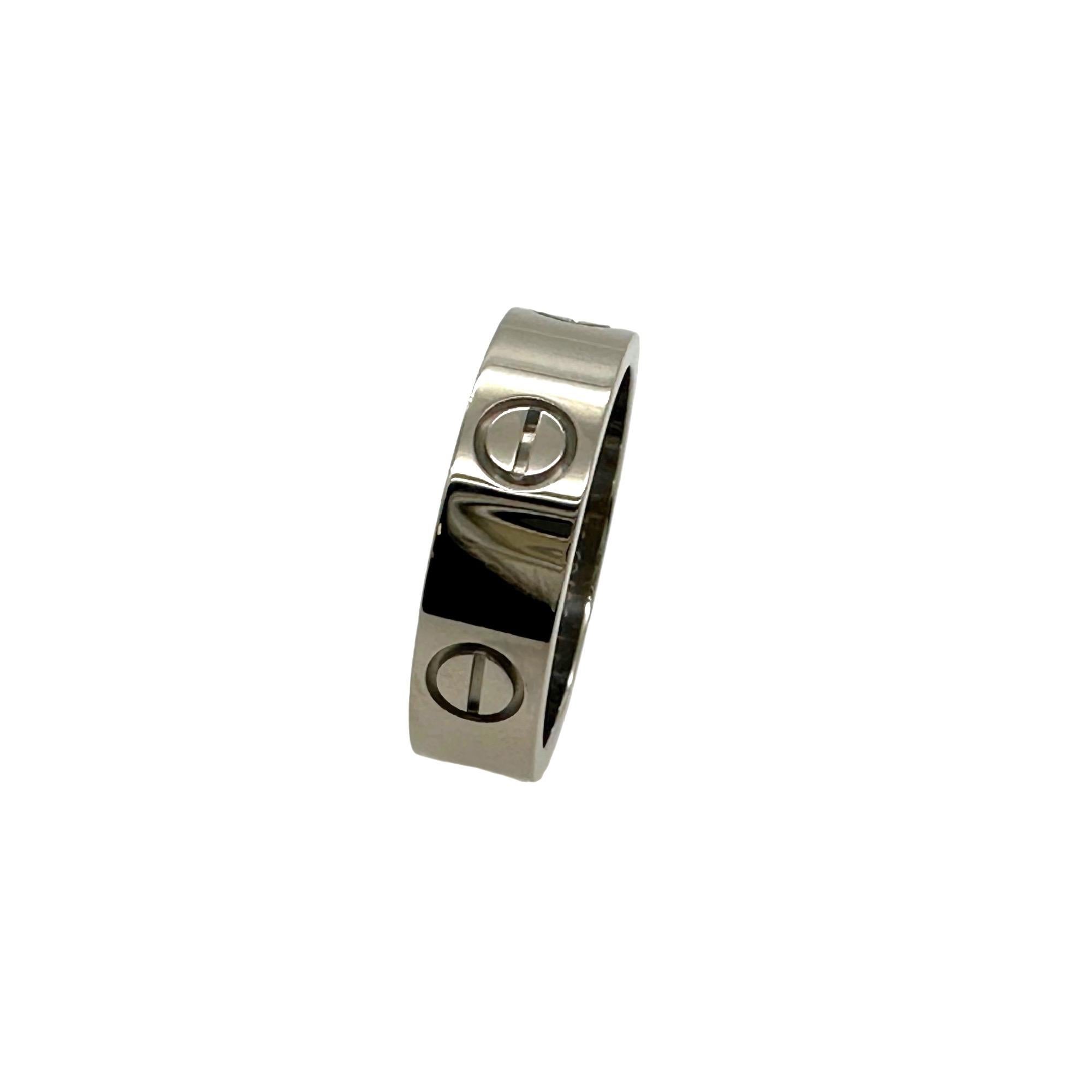 Cartier Circa 1996 Love Band Ring in 18k White Gold 5 mm For Sale 9