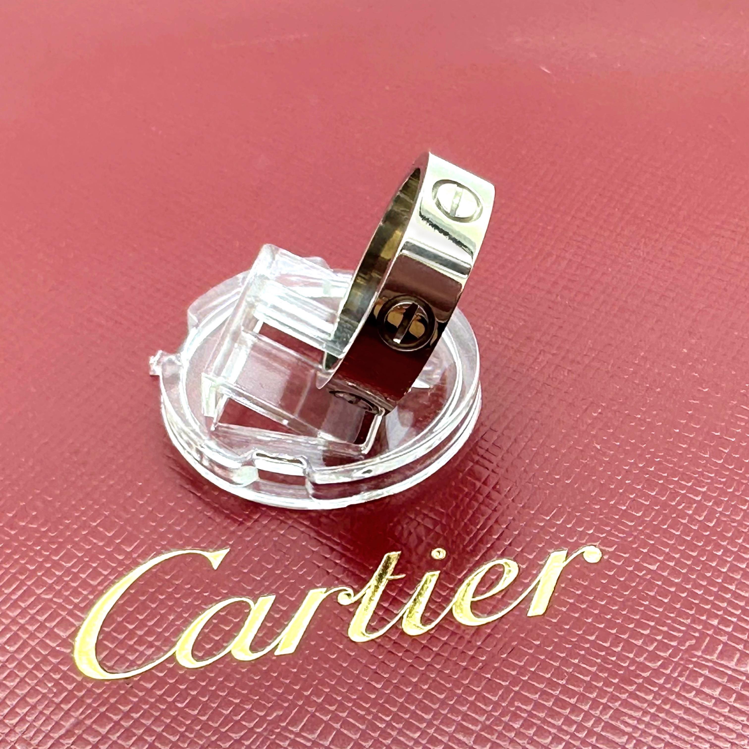 Cartier Circa 1996 Love Band Ring in 18k White Gold 5 mm For Sale 2