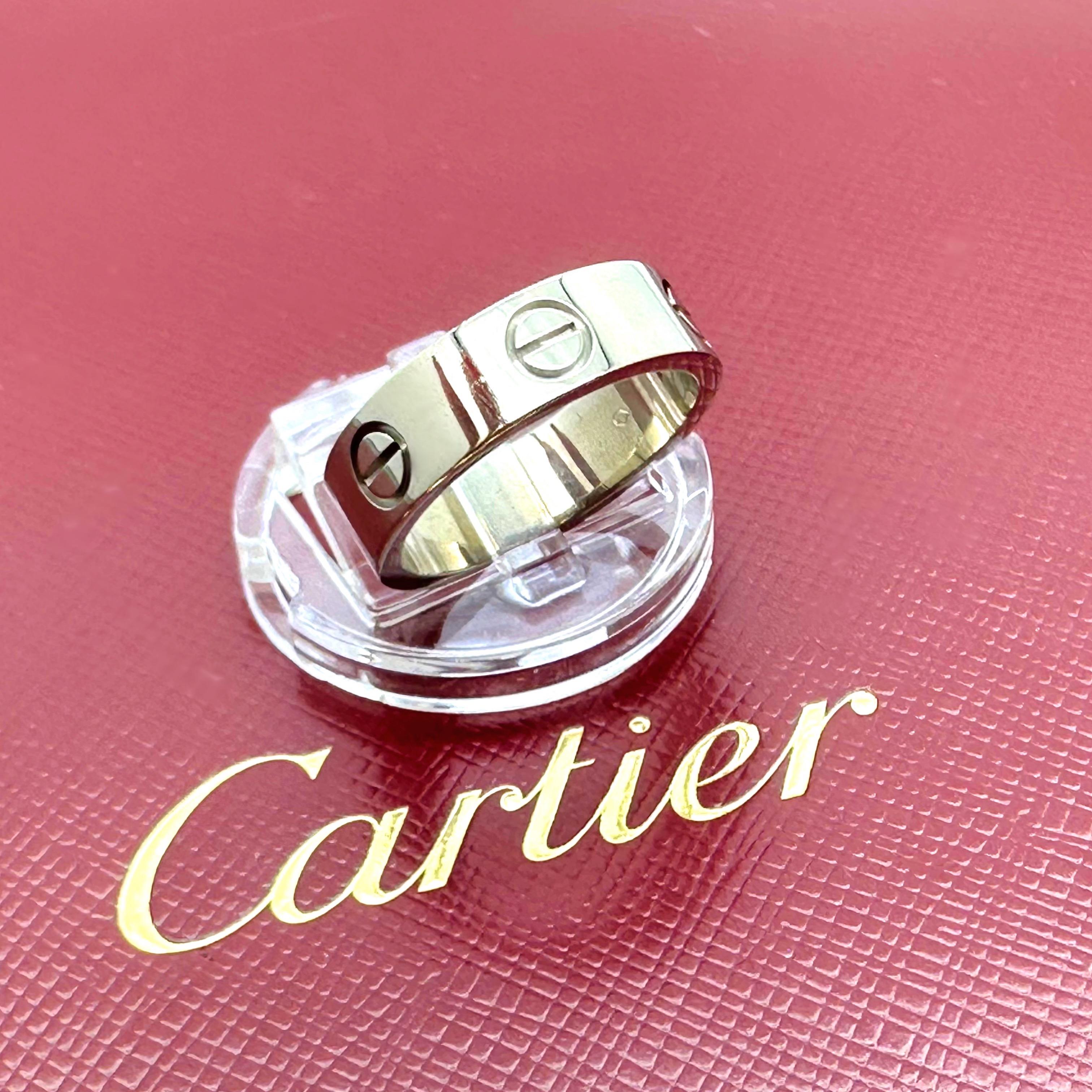 Cartier Circa 1996 Love Band Ring in 18k White Gold 5 mm For Sale 3