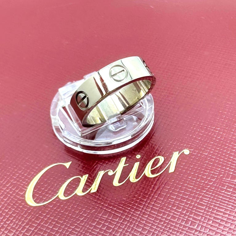 Cartier Circa 1996 Love Band Ring in 18k White Gold 5 mm For Sale 