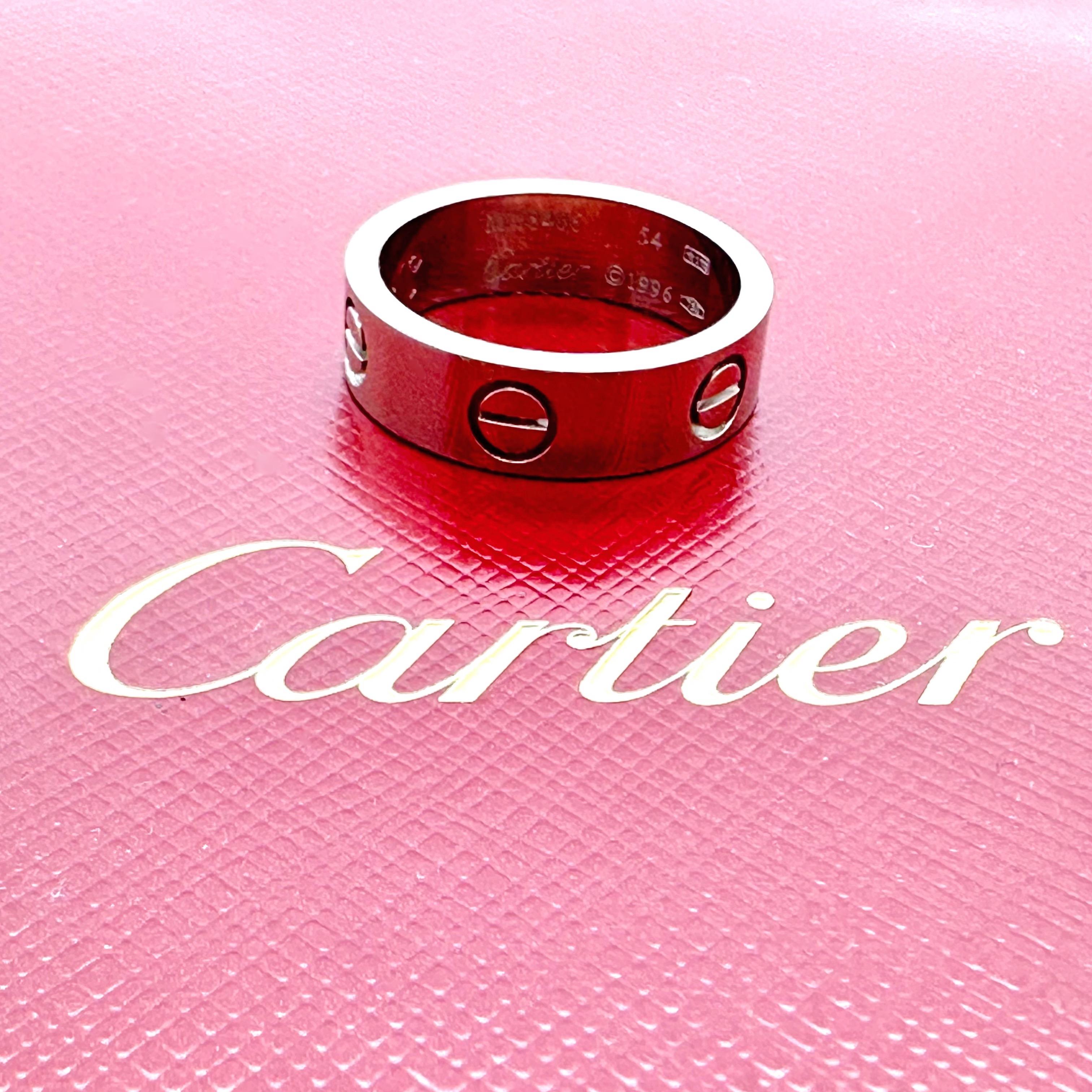 Cartier Circa 1996 Love Band Ring in 18k White Gold 5 mm For Sale 4