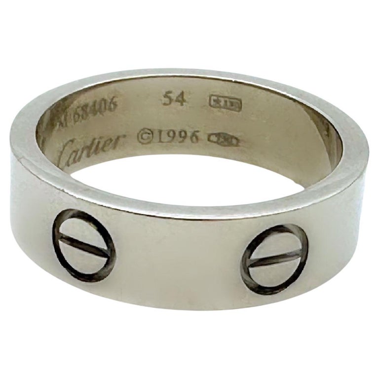 Cartier Circa 1996 Love Band Ring in 18k White Gold mm For Sale