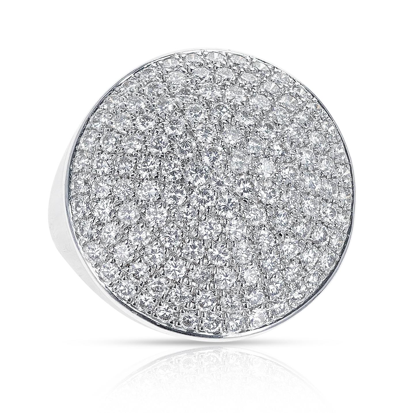 Taille ronde Cartier circulaire 3,40 carats Bague cocktail diamant rond 18 carats en vente