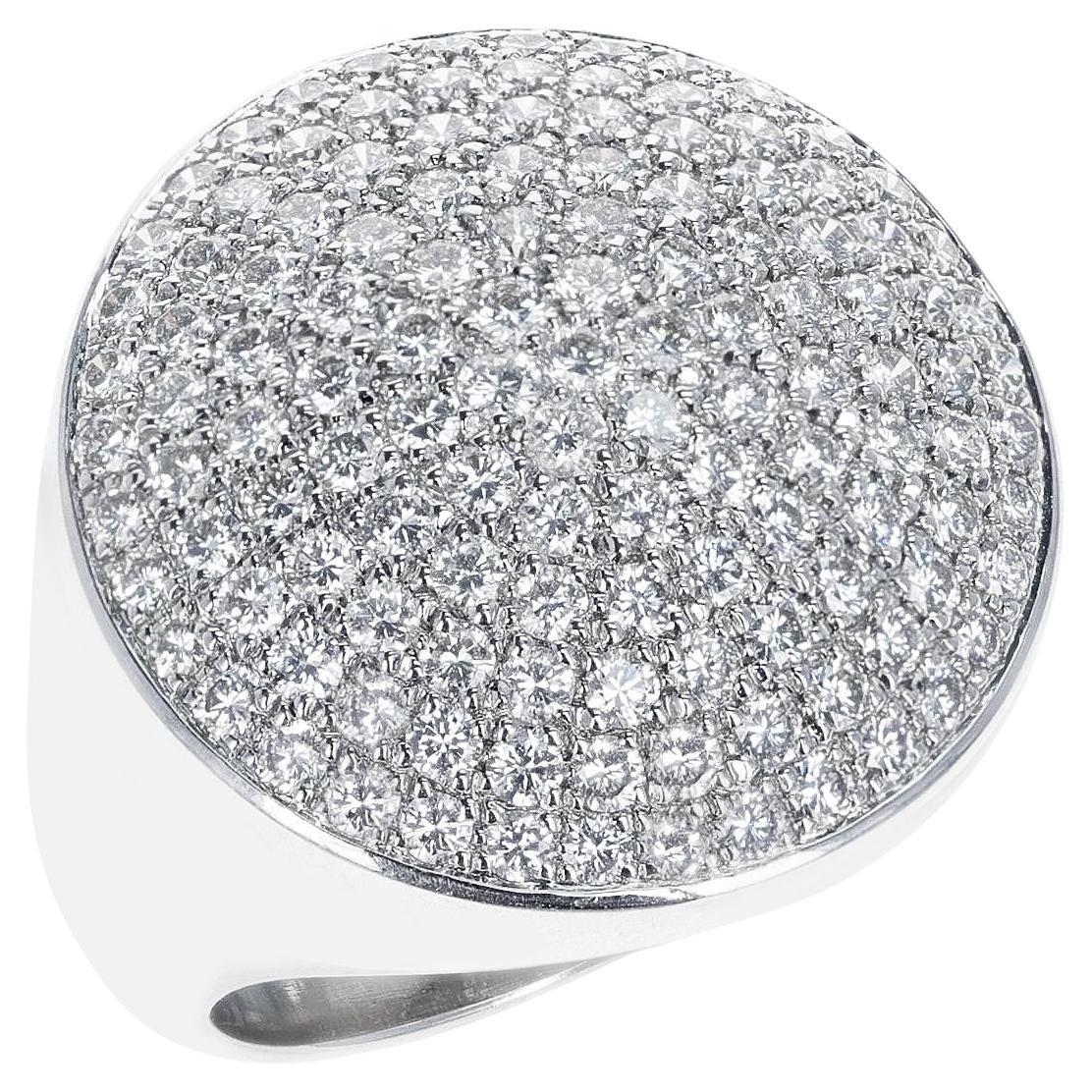Cartier Circular 3.40 Cts. Round Diamond Cocktail Ring, 18K White For Sale