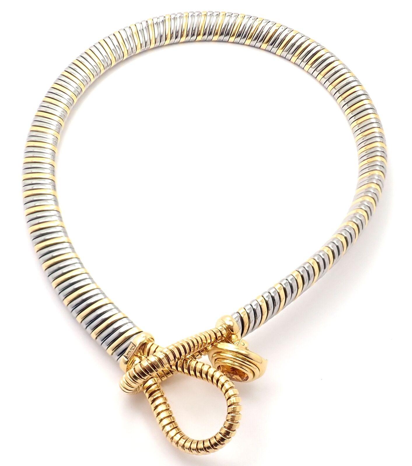 Cartier Citrine Gold Stainless Steel Hercules Knot Necklace 1