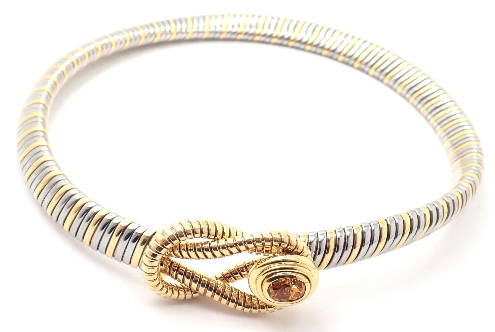 Cartier Citrine Gold Stainless Steel Hercules Knot Necklace 2