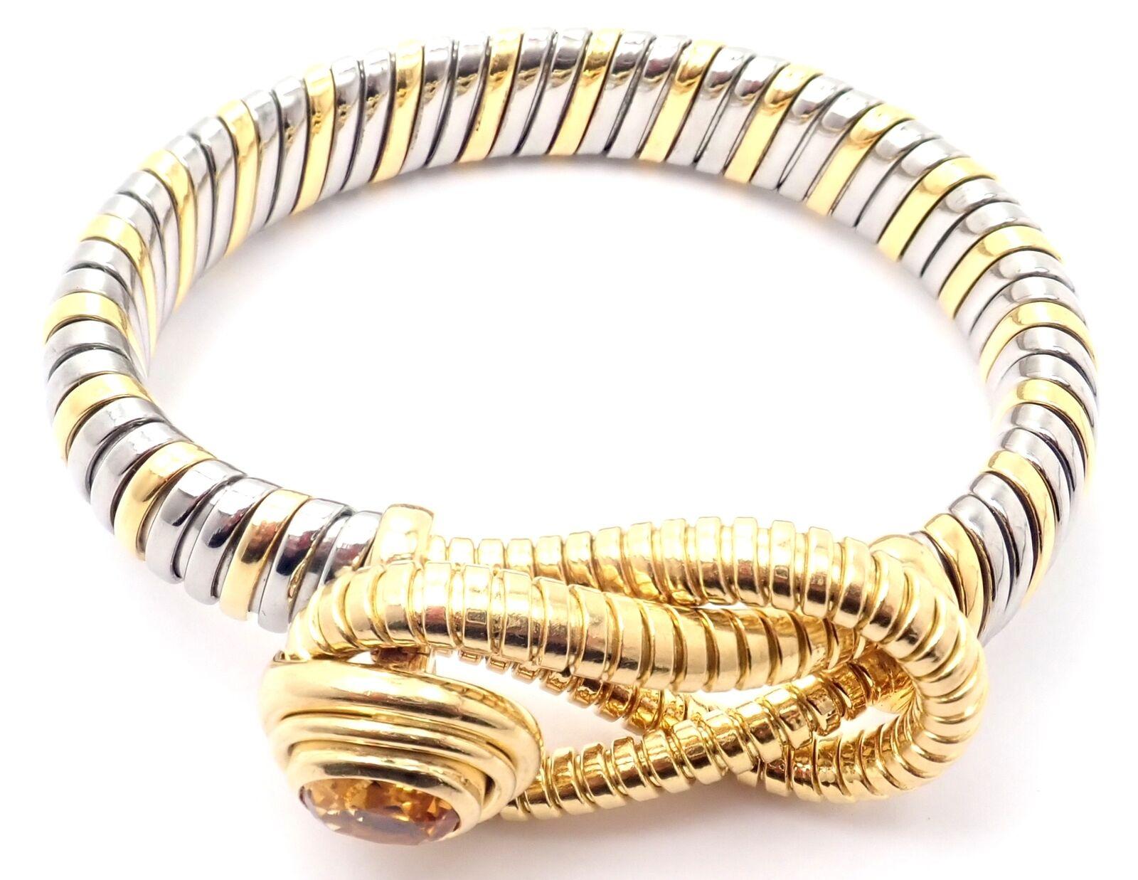 Cartier Citrin-Edelstahl-Gold-Herkules-Knoten-Armband (Ovalschliff) im Angebot