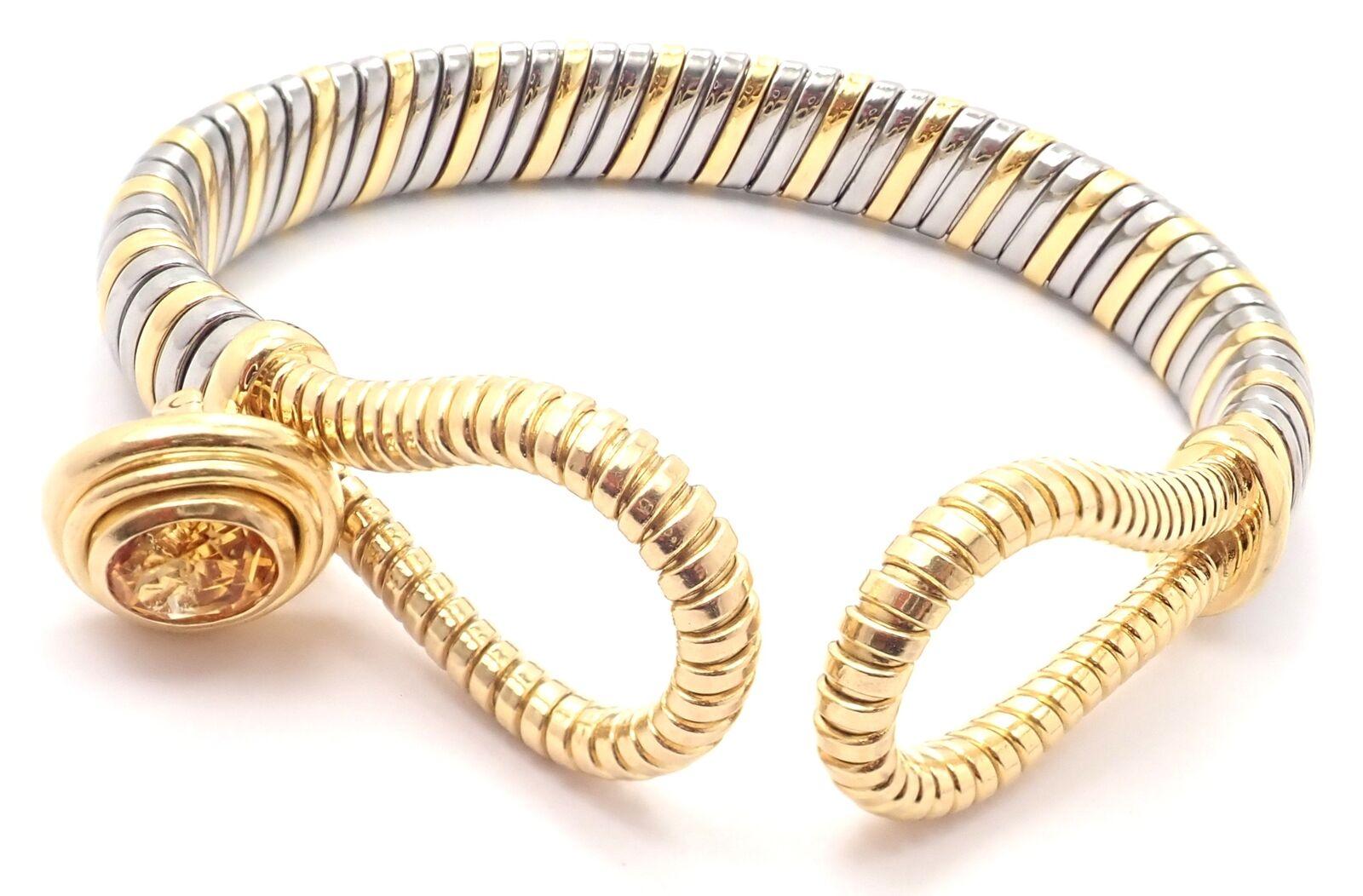 Women's or Men's Cartier Citrine Stainless Steel Gold Hercules Knot Bracelet For Sale