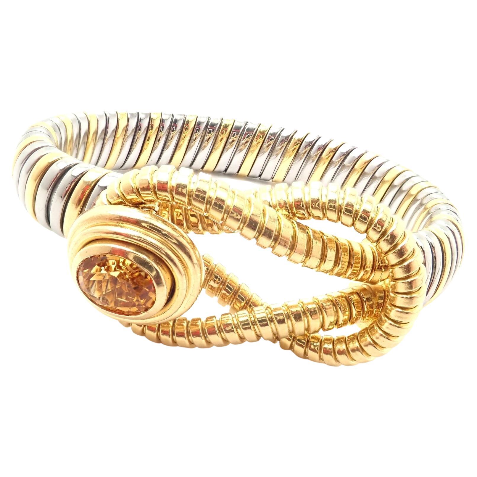 Cartier Citrine Stainless Steel Gold Hercules Knot Bracelet For Sale