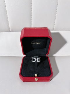 Cartier Clack Ceramic Pavé Diamonds 18K White Gold Open Band Ring Size 8