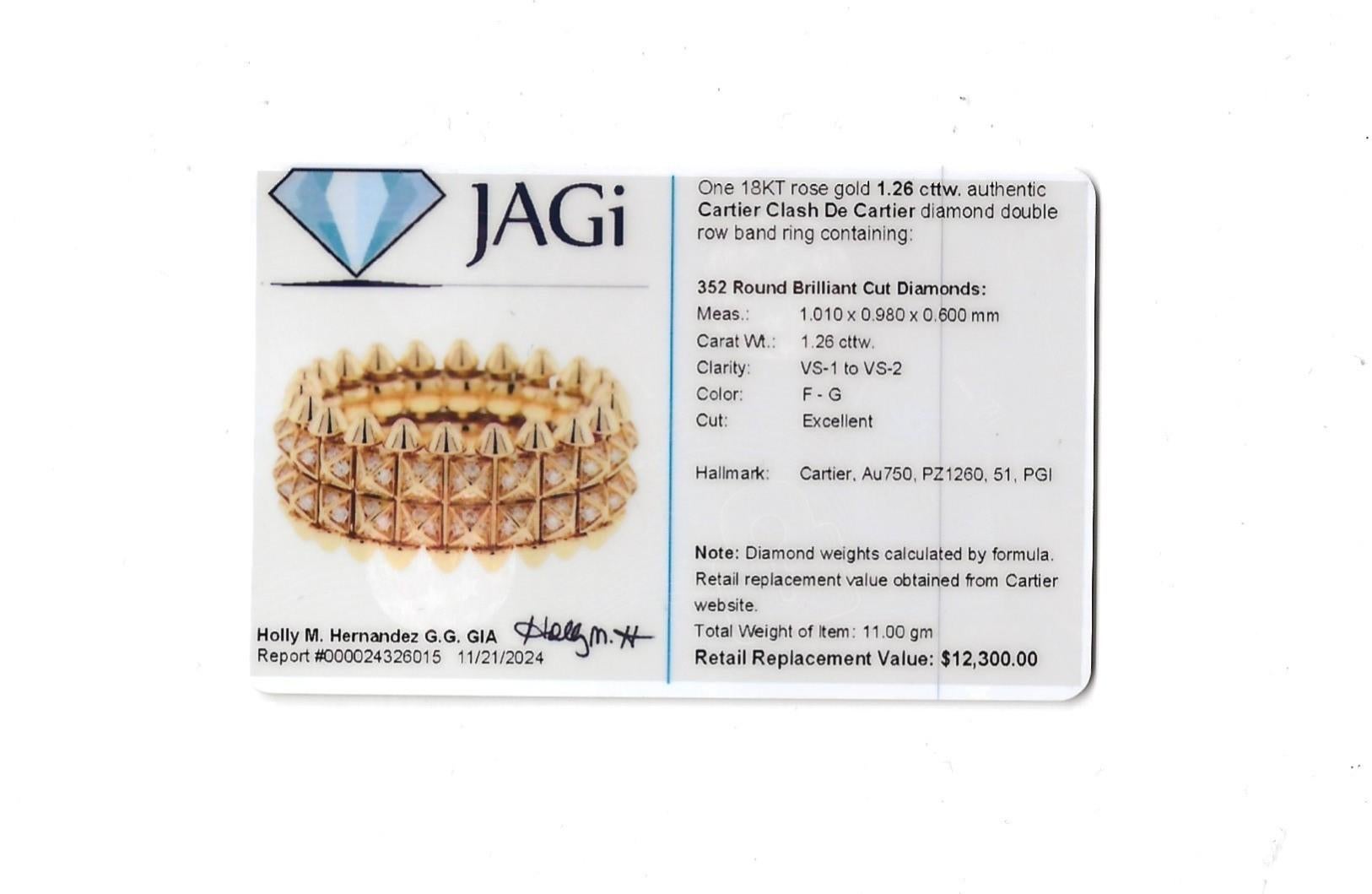 Cartier 'Clash De Cartier' Double Row Diamond Band Ring in 18 Karat Rose Gold For Sale 6