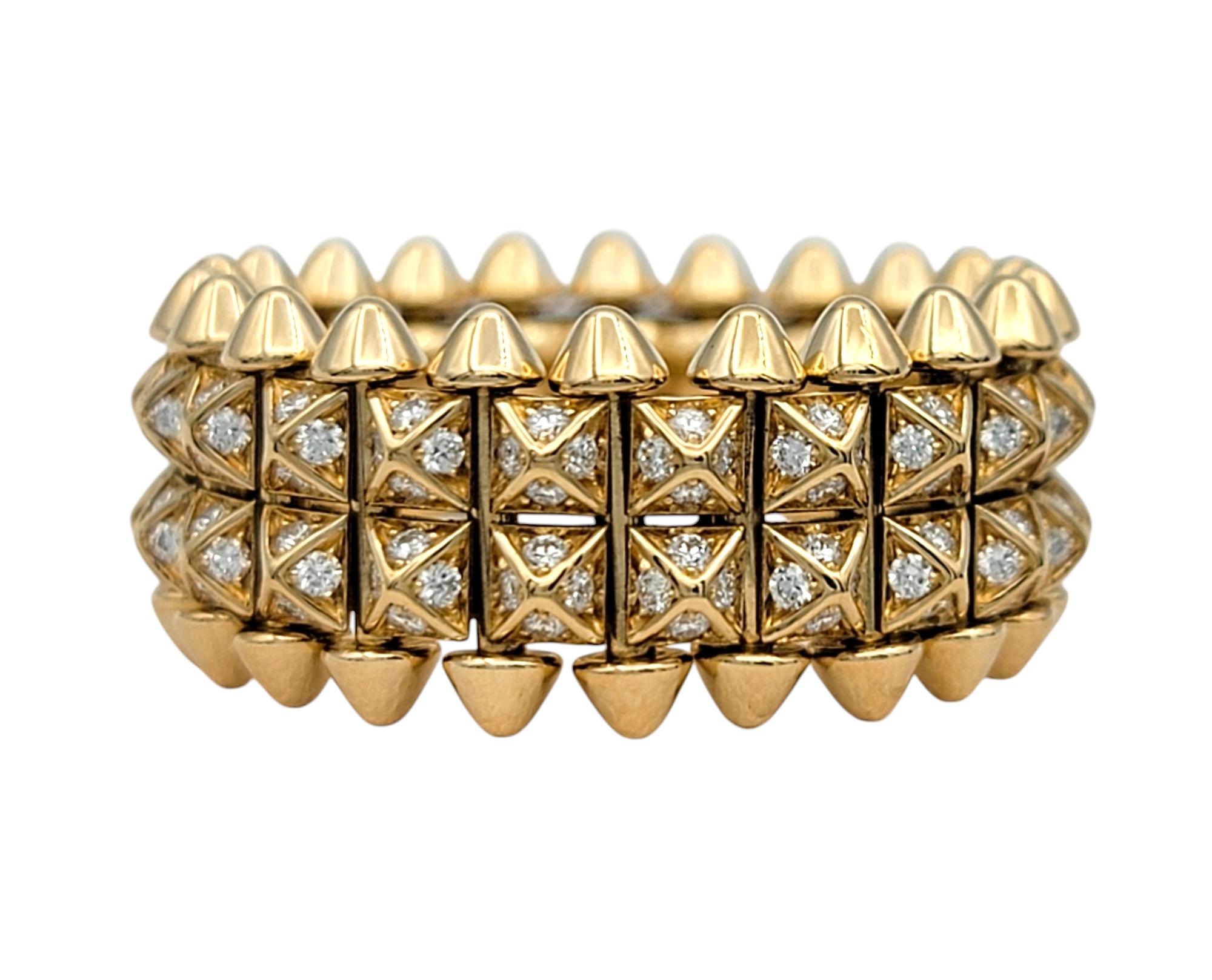 Contemporary Cartier 'Clash De Cartier' Double Row Diamond Band Ring in 18 Karat Rose Gold For Sale