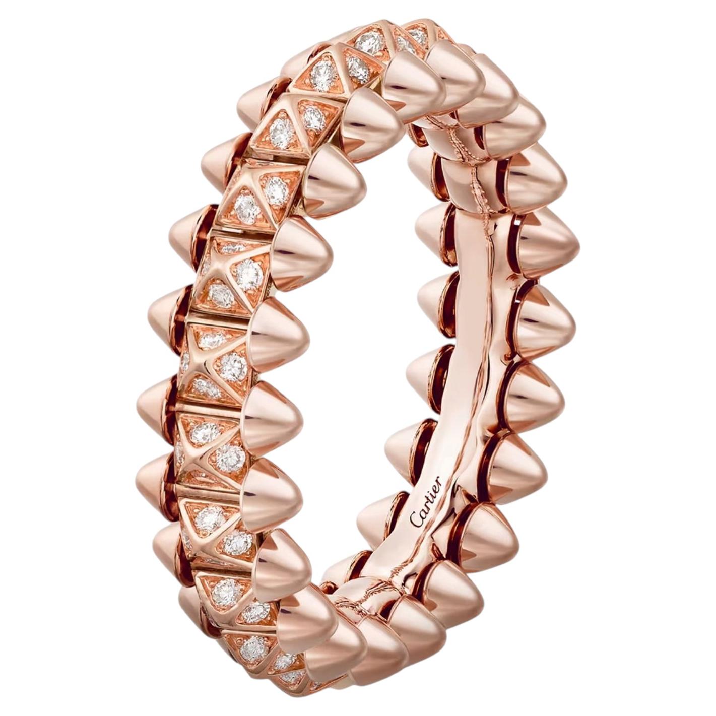 Cartier Clash De Cartier Kleines Modell Paved Diamonds Ring 18K Rose Gold Größe 58