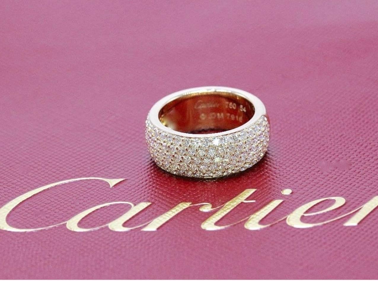 Cartier Classic Five-Row Diamond Pave Wedding Band Ring 18 Karat Gold 2.00 TCW For Sale 1