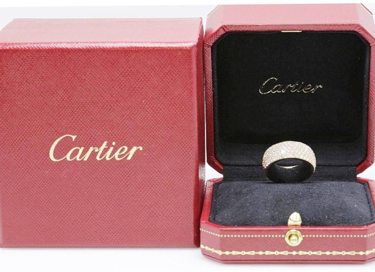 Cartier Classic Five-Row Diamond Pave Wedding Band Ring 18 Karat Gold 2.00 TCW For Sale 2