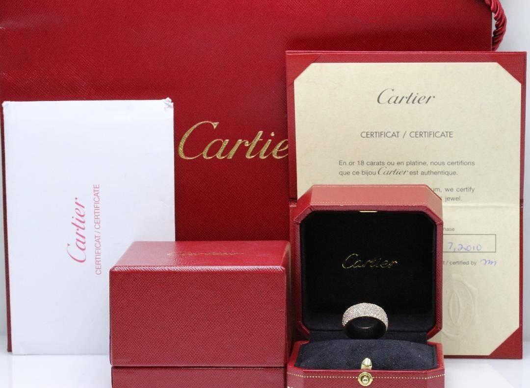 Cartier 
18KT Rose Gold Five Row Pave Diamond Band Ring..... 
Round Brilliant Cut Diamonds 2.00 TCW  E - F color, VVS1  clarity.  
Hallmark 