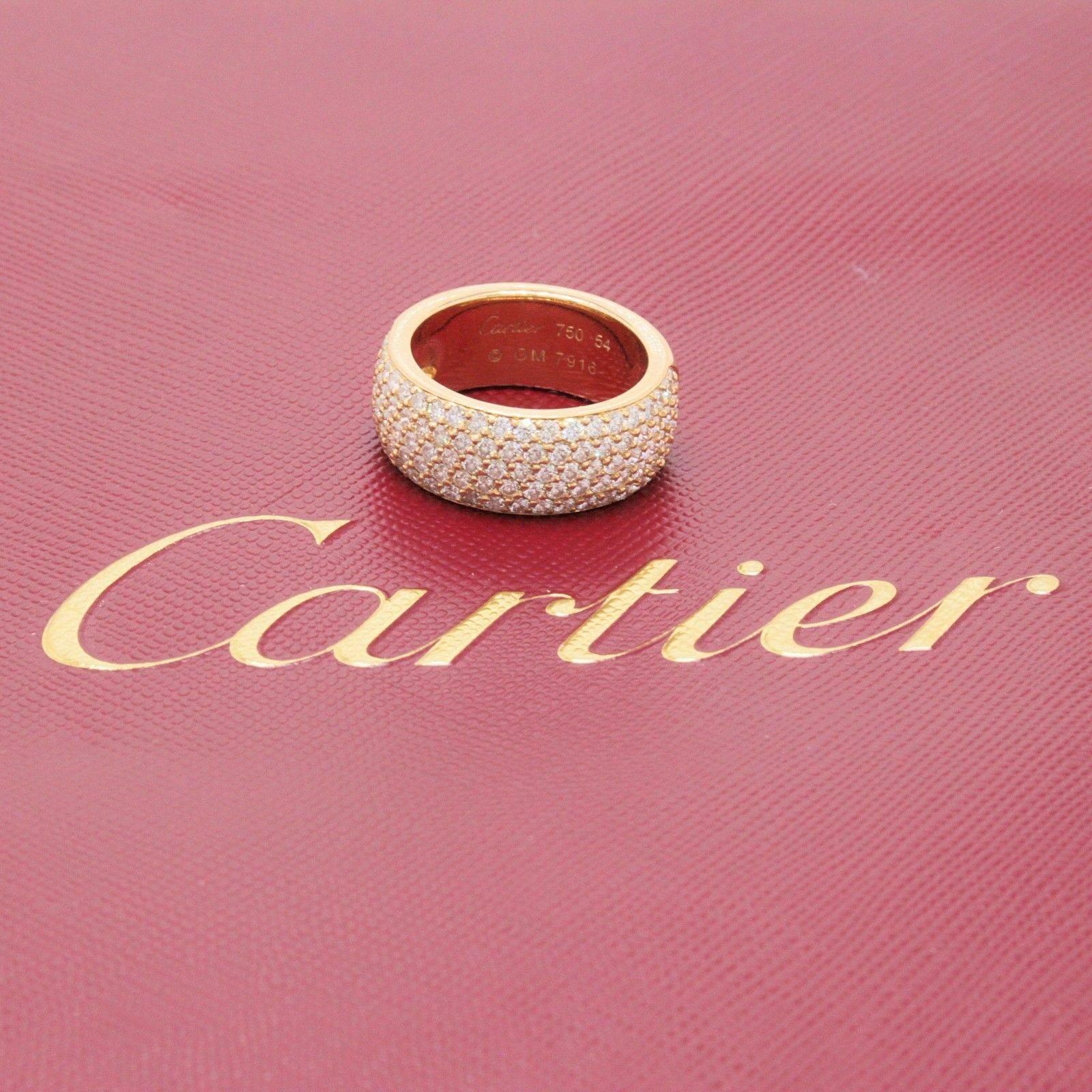 Cartier Klassischer fünfreihiger Diamant-Pavé-Ehering aus 18 Karat Gold 2,00 TCW im Zustand „Hervorragend“ im Angebot in San Diego, CA