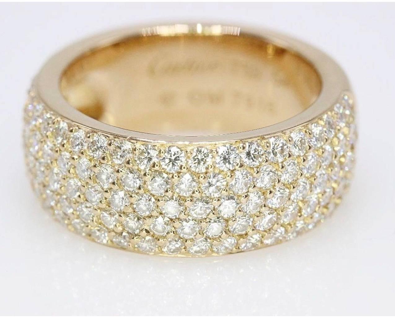 Cartier Klassischer fünfreihiger Diamant-Pavé-Ehering aus 18 Karat Gold 2,00 TCW im Angebot 3