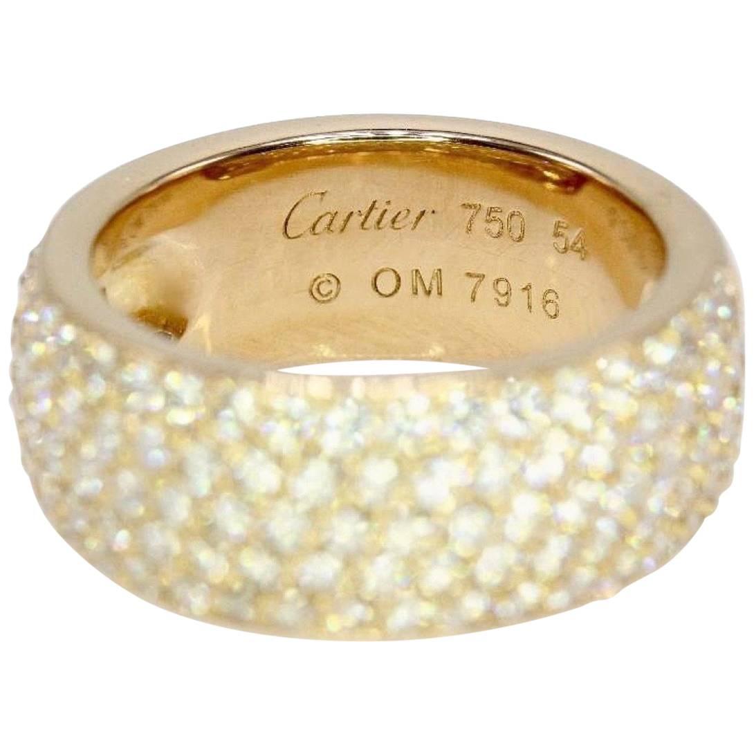 Cartier Classic Five-Row Diamond Pave Wedding Band Ring 18 Karat Gold 2.00 TCW For Sale