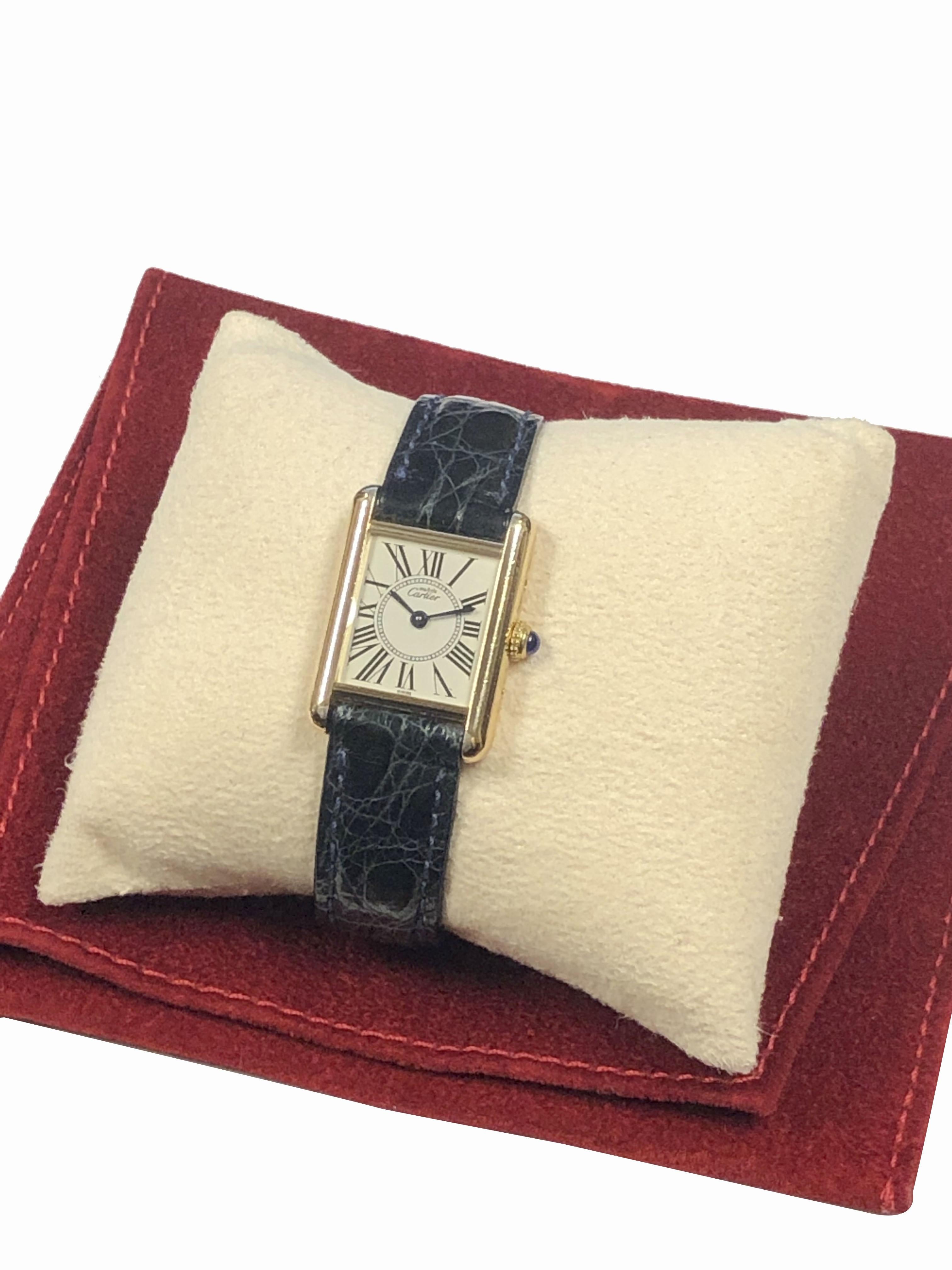 Women's Cartier Classic Ladies Vermeil Tank Quartz Wrist Watch