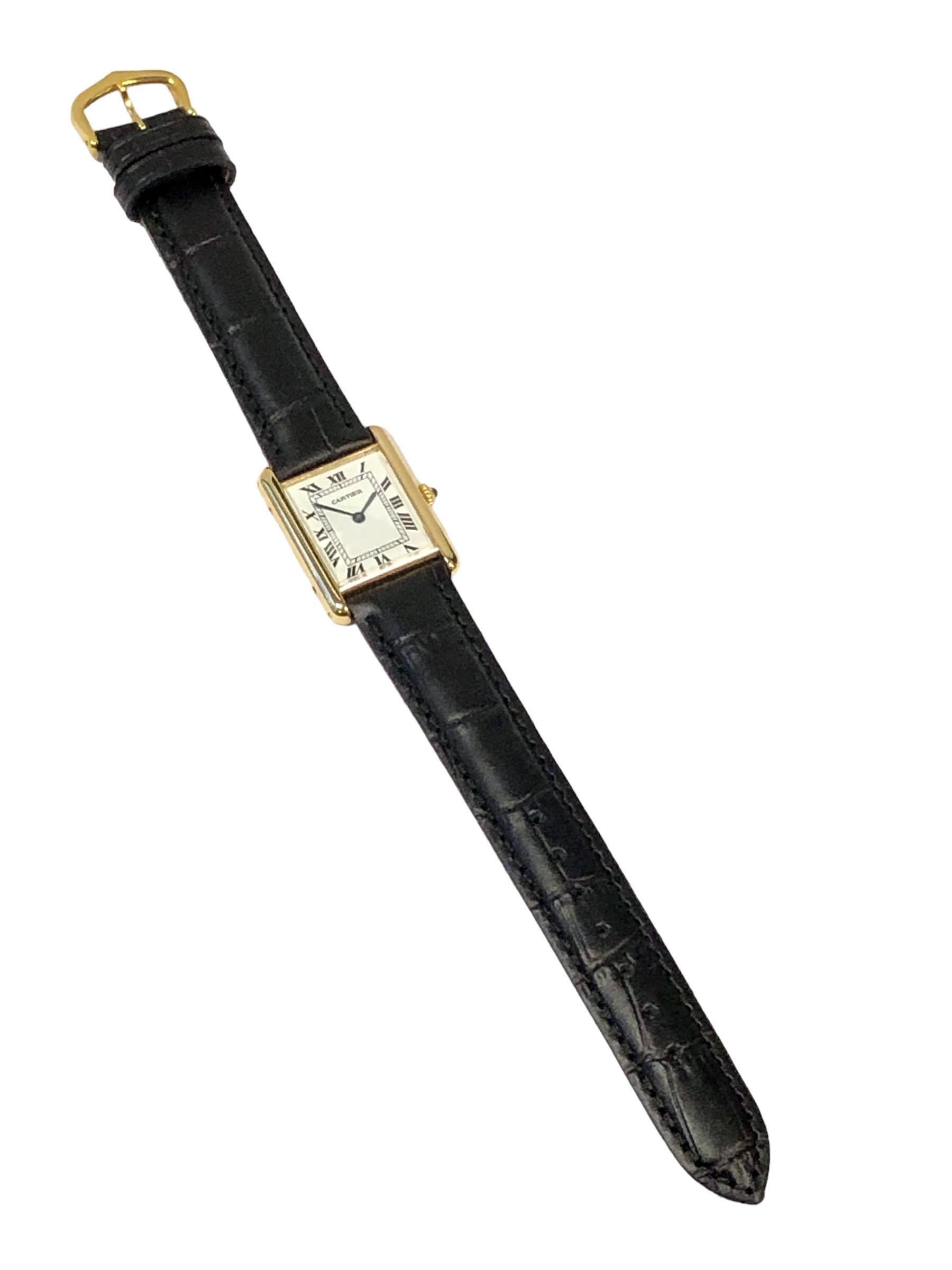 Cartier Classic Louis Cartier Yellow Gold Tank Wrist Watch For Sale 1