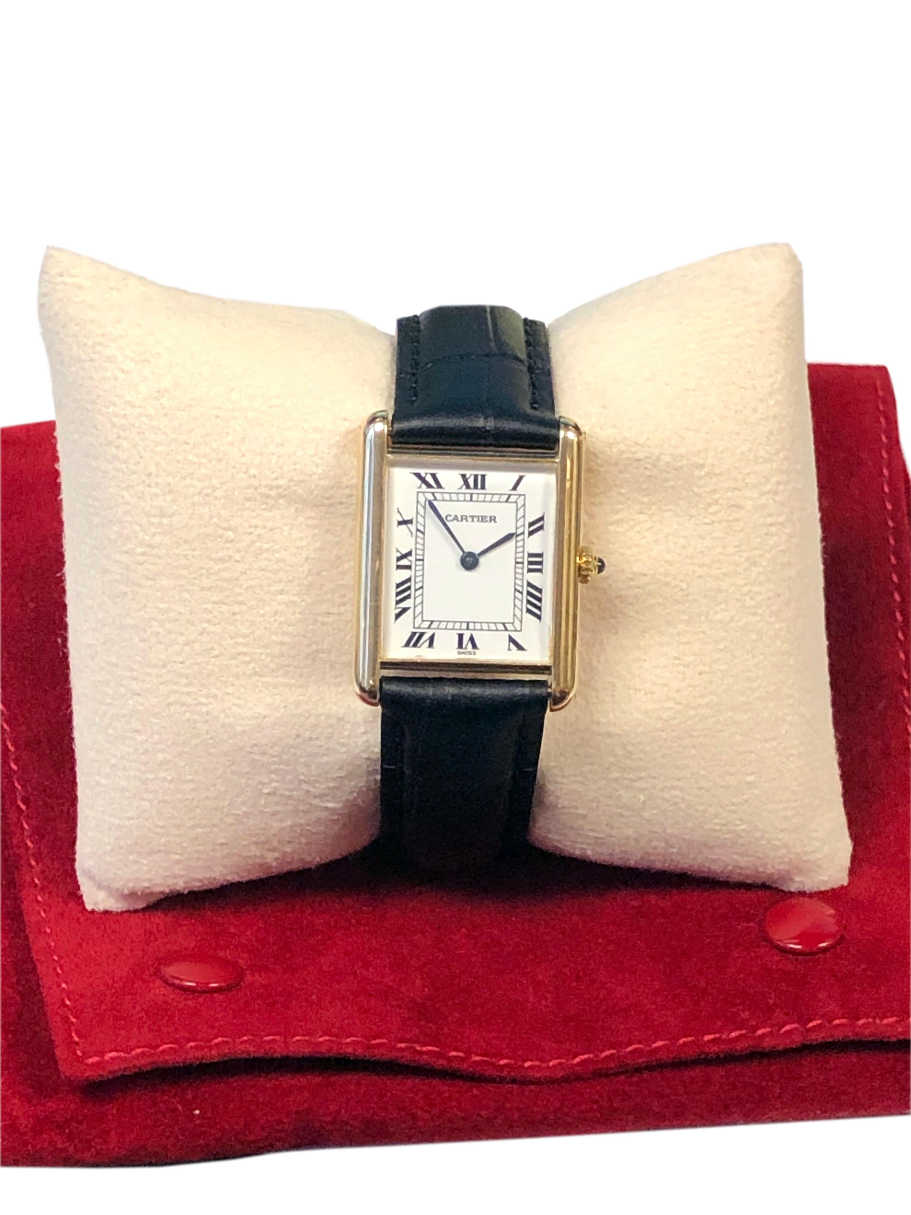Cartier Classic Louis Cartier Yellow Gold Tank Wrist Watch For Sale 2