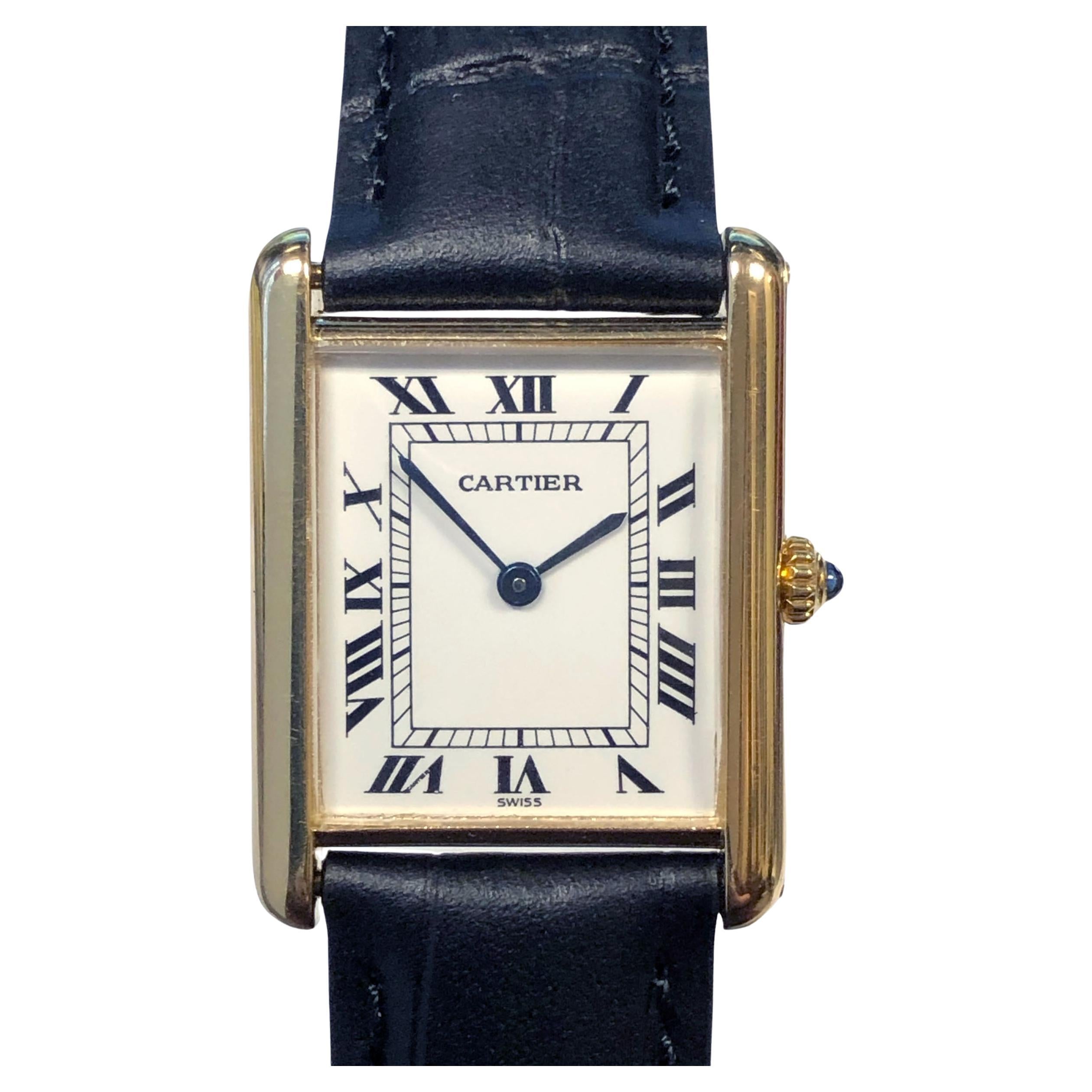 Cartier Classic Louis Cartier Yellow Gold Tank Wrist Watch For Sale