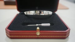 Cartier Classic Love Bracelet Four Diamond Bangle in White Gold Size 19