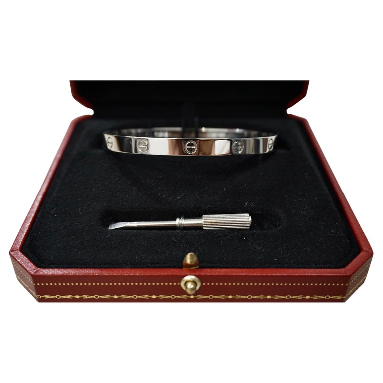 Cartier Classic Love Bracelet in White Gold Size 20 with Box and