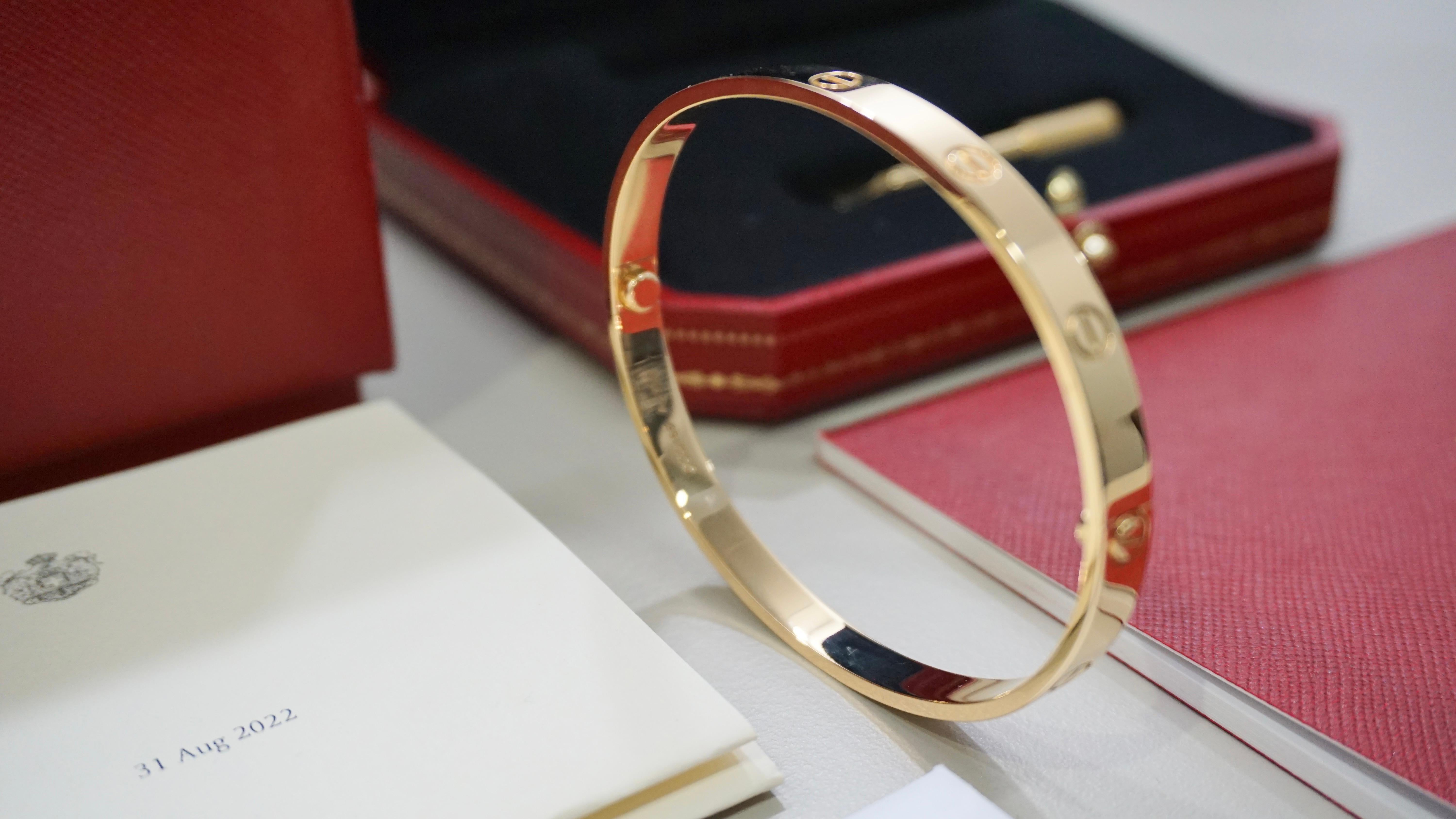 Cartier Bracciale Classico dell'Amore in oro giallo misura 20 con scatola e documenti B6067520 in vendita 1