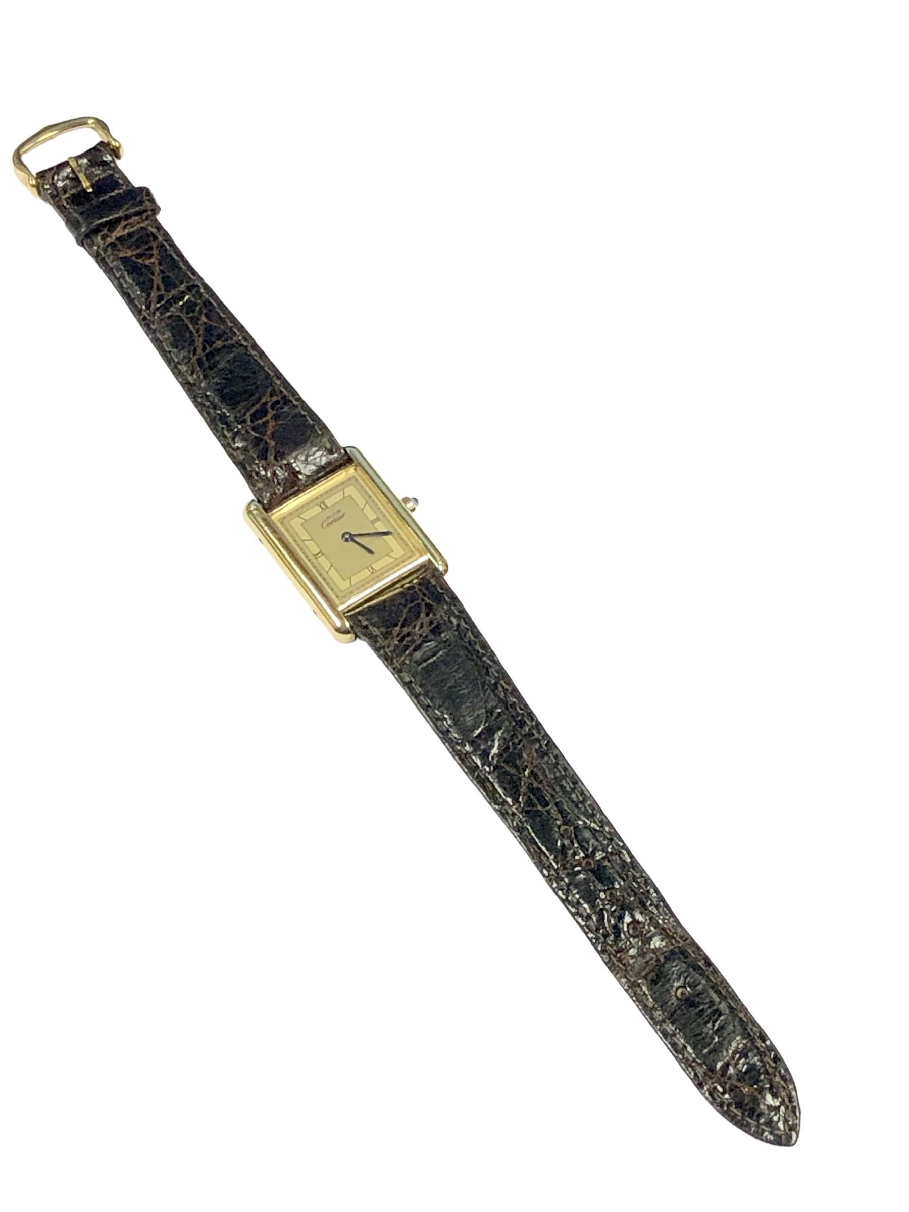 Cartier Classic Mid Size Must de Cartier Vermeil Tank Wrist Watch 2