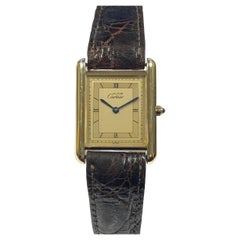 Cartier Classic Mid Size Must de Cartier Vermeil Tank Wrist Watch
