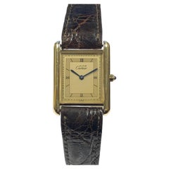 Cartier Klassische Mid-Größe Must de Cartier Vermeil-Tank-Armbanduhr