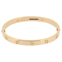 Cartier Classic Model Four Diamond LOVE Bangle Size 17