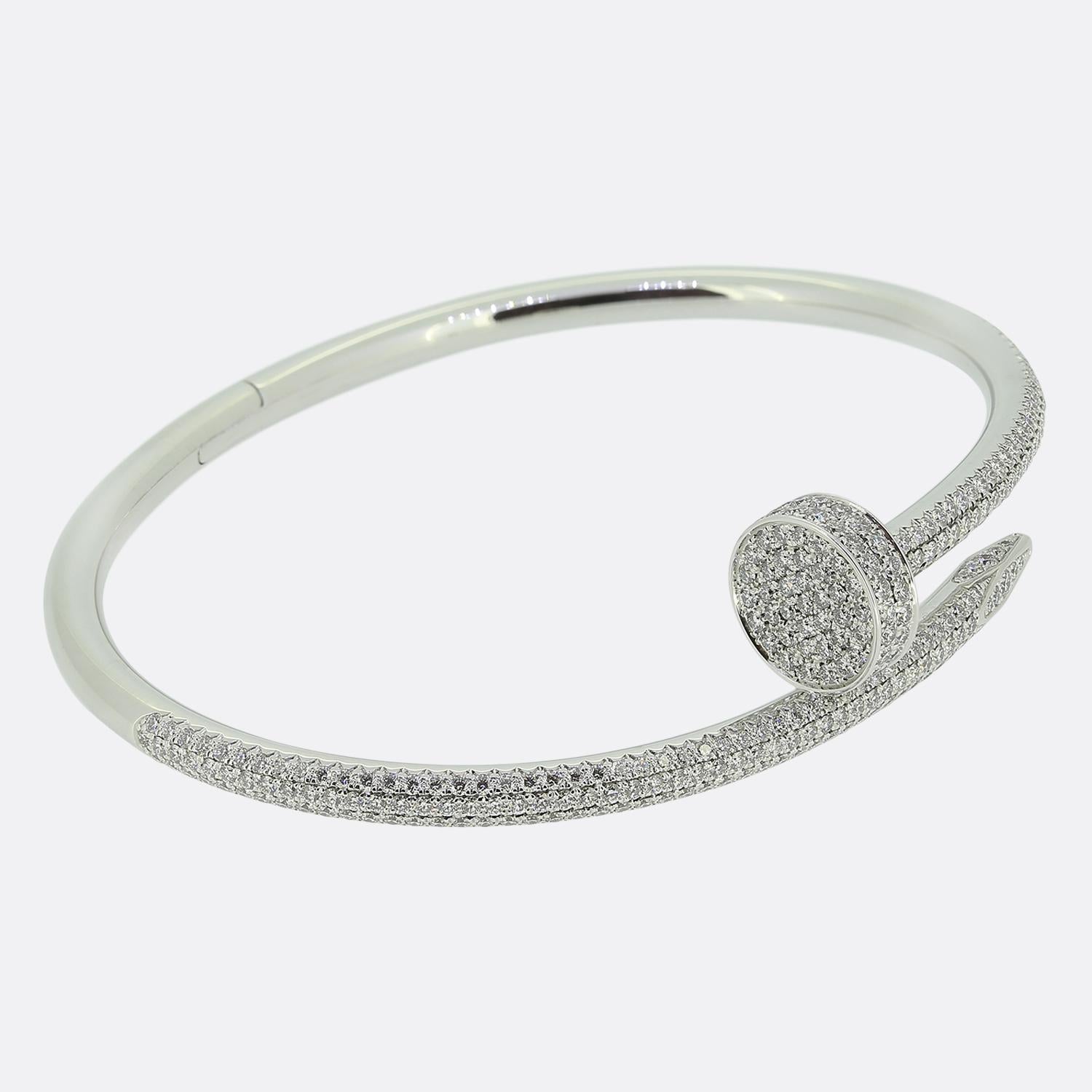 Taglio brillante Cartier Modello Classico Juste Un Clou Bangle Diamante Taglia 17 in vendita