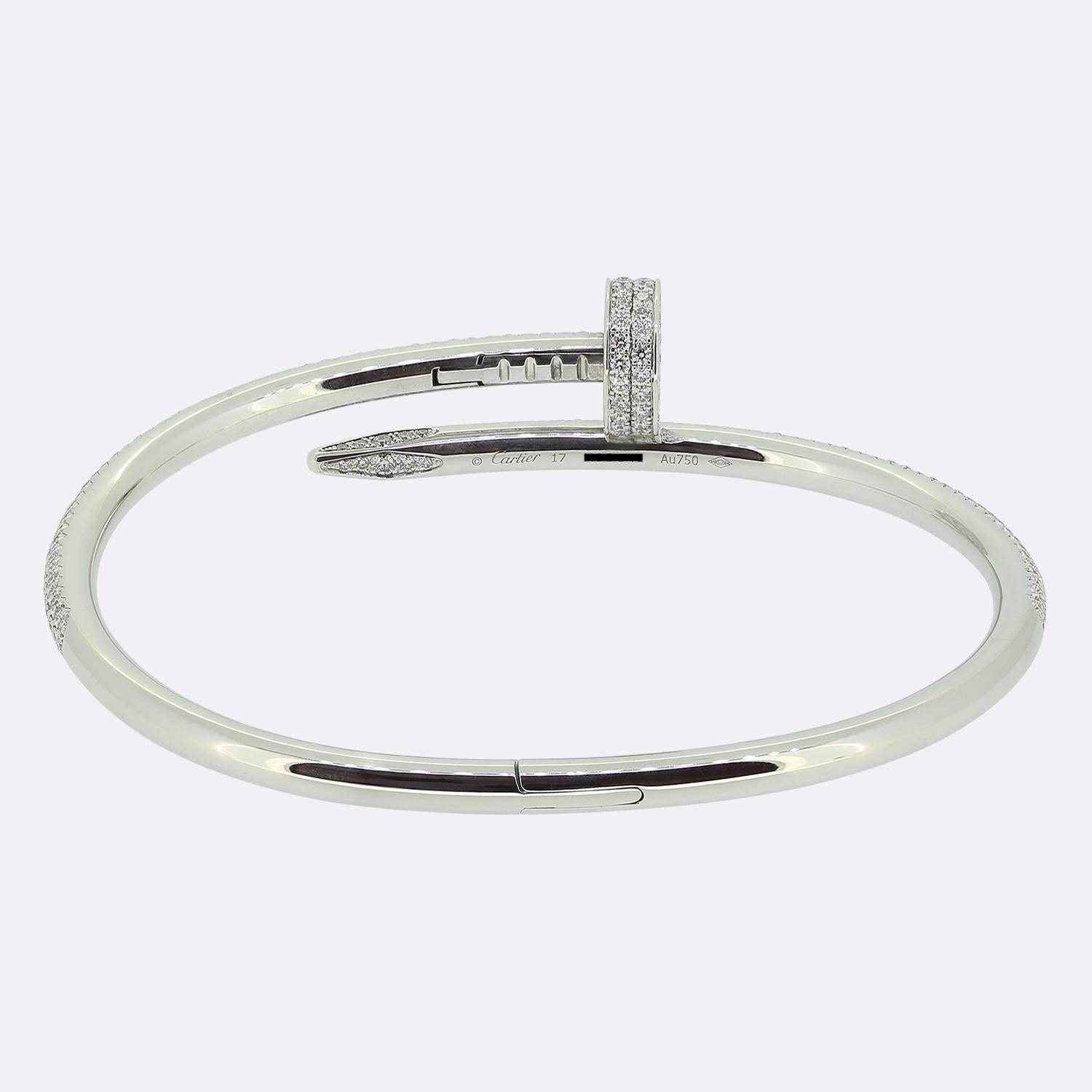 Cartier Modello Classico Juste Un Clou Bangle Diamante Taglia 17 In condizioni buone in vendita a London, GB