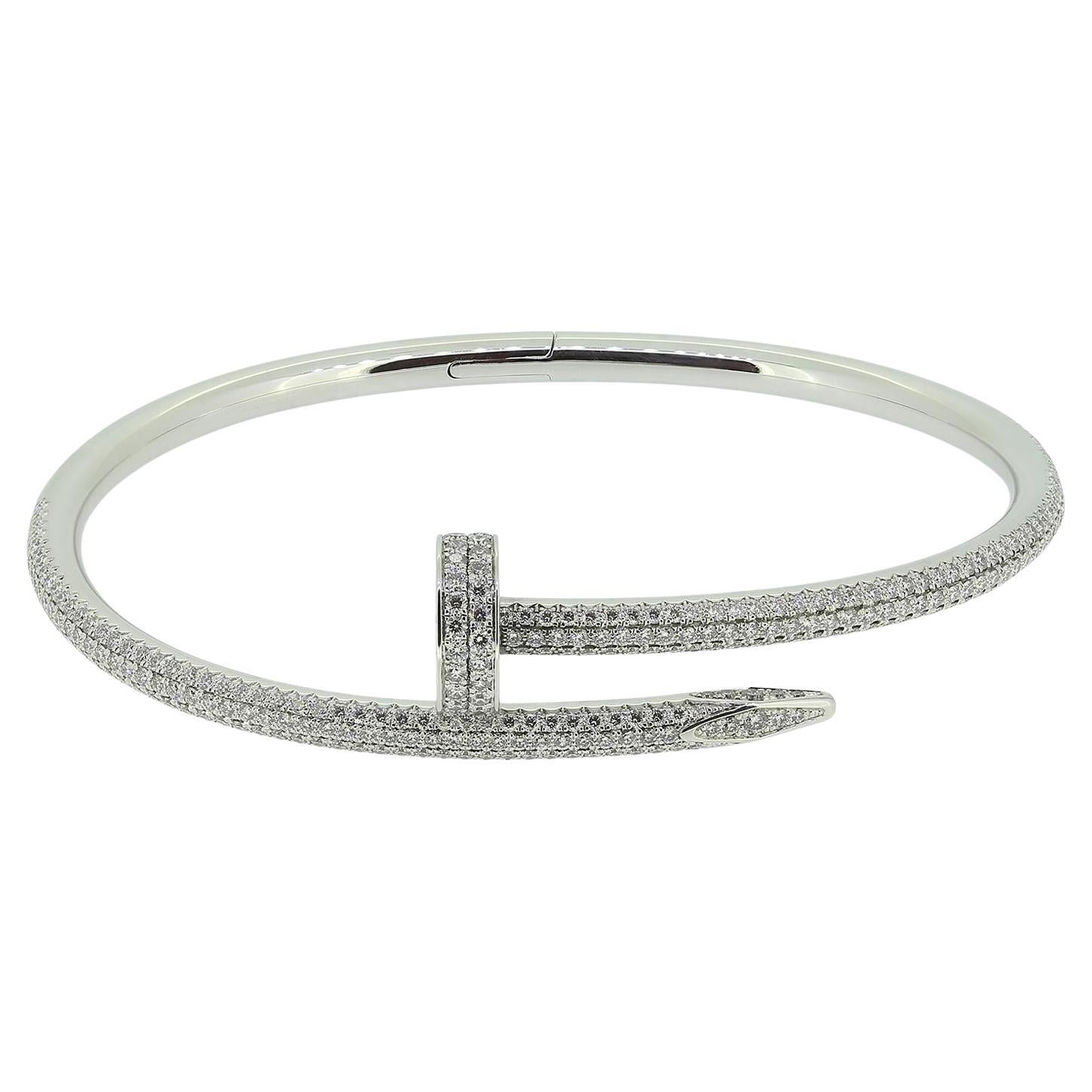 Cartier Classic Model Juste Un Clou Diamond Bangle Size 17