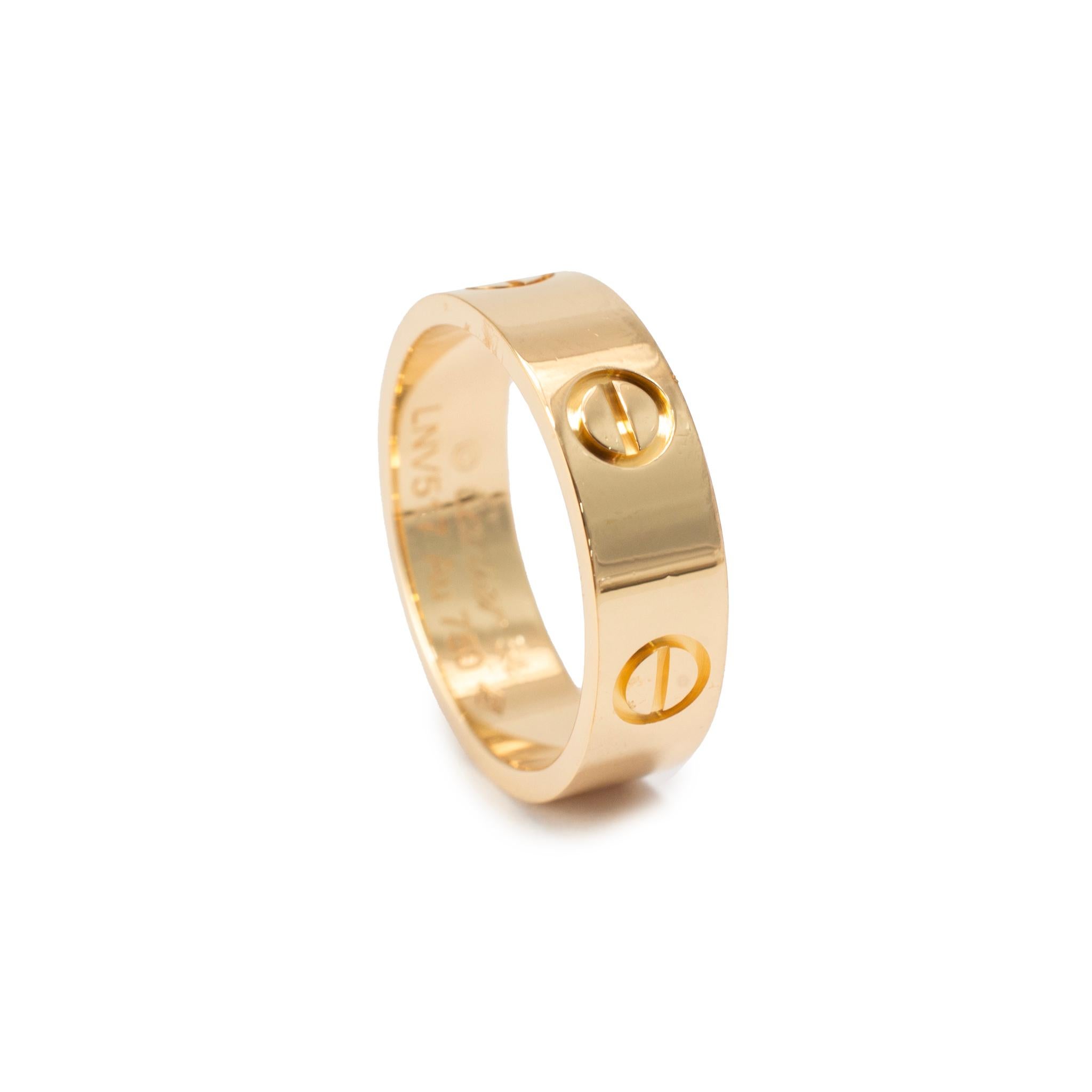 Cartier Classic Model Love Anello nuziale in oro giallo 18K In condizioni ottime in vendita a Houston, TX