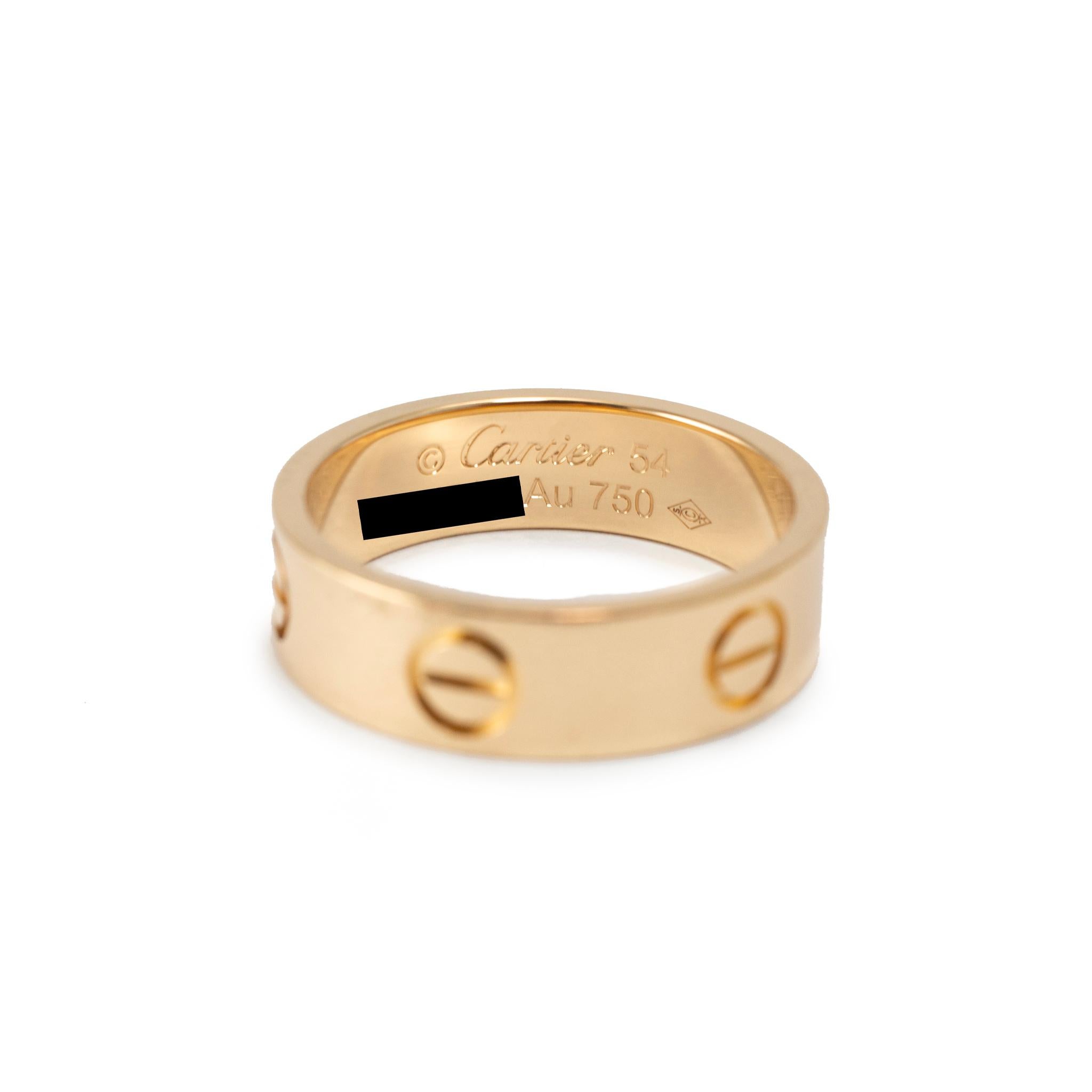 Cartier Classic Model Love Anello nuziale in oro giallo 18K in vendita 3