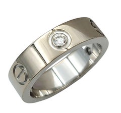 Cartier Classic Model Love Band Ring with 3 Diamonds in 18 Karat White Gold