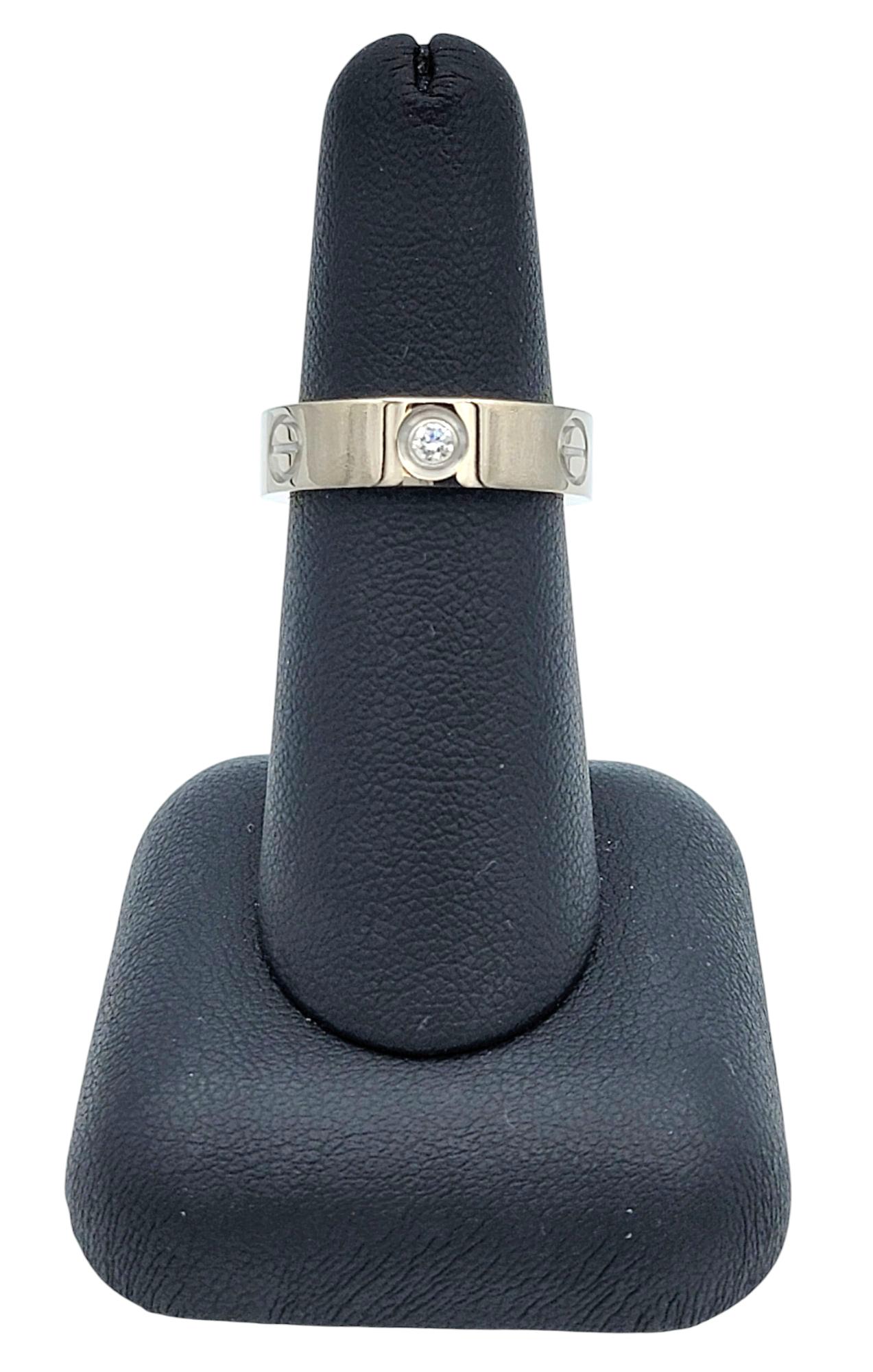 Cartier Classic Model Love Band Ring with 3 Diamonds in 18 Karat White Gold For Sale 3
