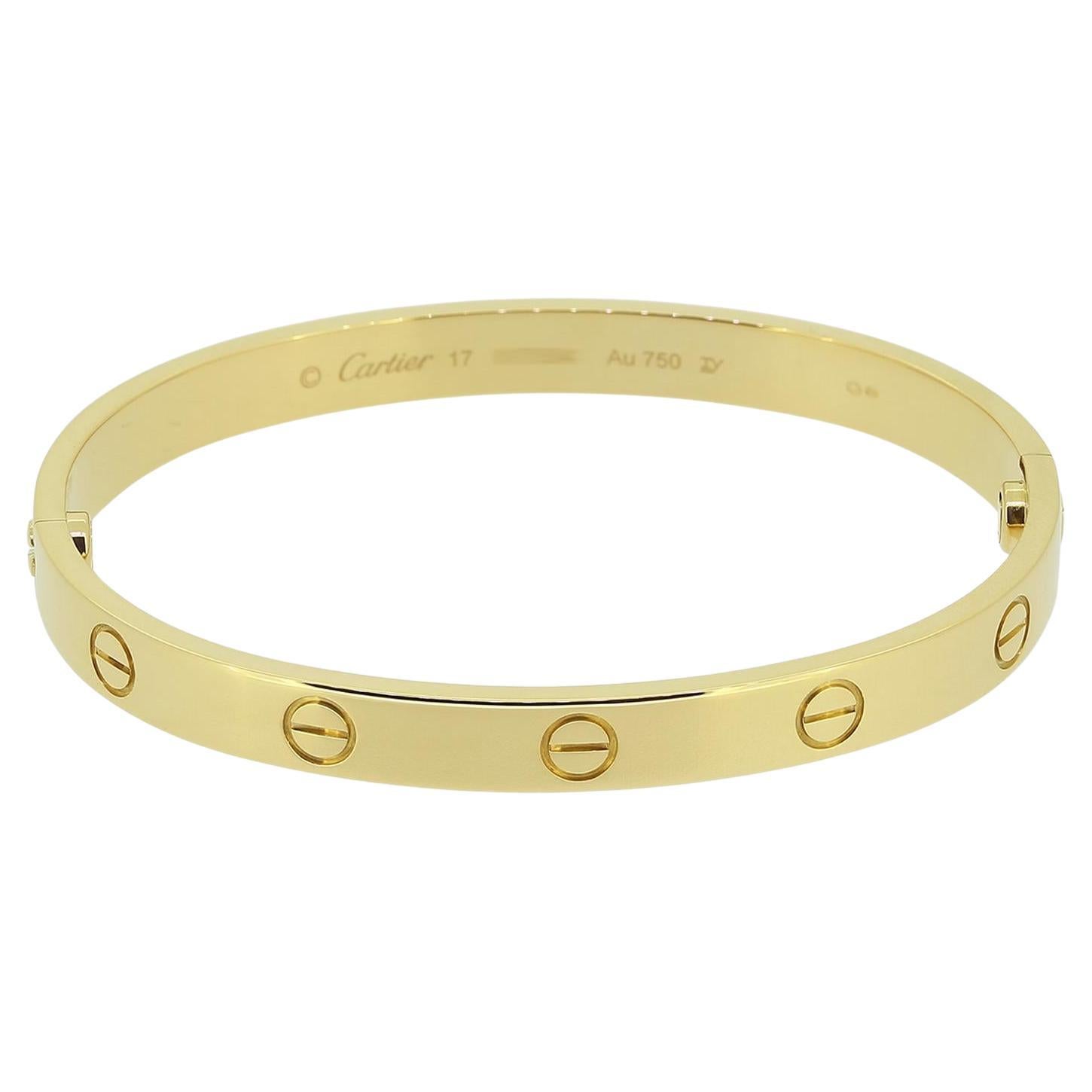 Cartier Classic Model LOVE Bangle Size 17 For Sale