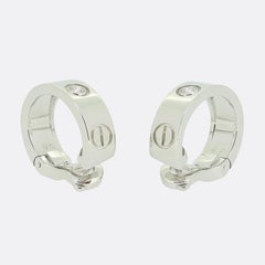 Cartier Classic Model Two Diamond Love Hoop Earrings