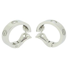 Cartier Classic Model Two Diamond Love Hoop Earrings