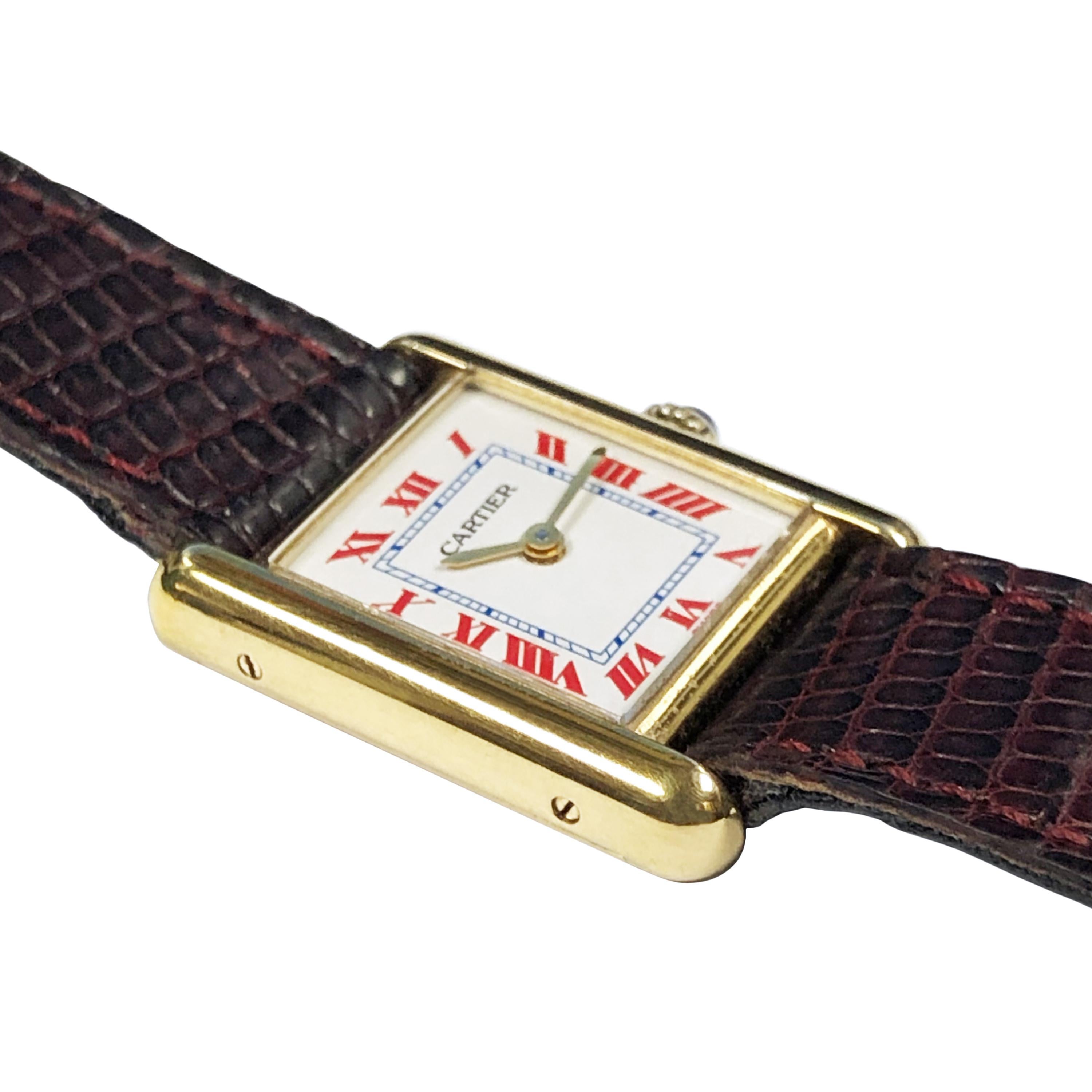 Cartier Classic Tank Vermeil Ladies Mechanical Wristwatch In Excellent Condition In Chicago, IL
