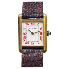 Vintage Cartier Classic Tank Vermeil Ladies Mechanical Wristwatch