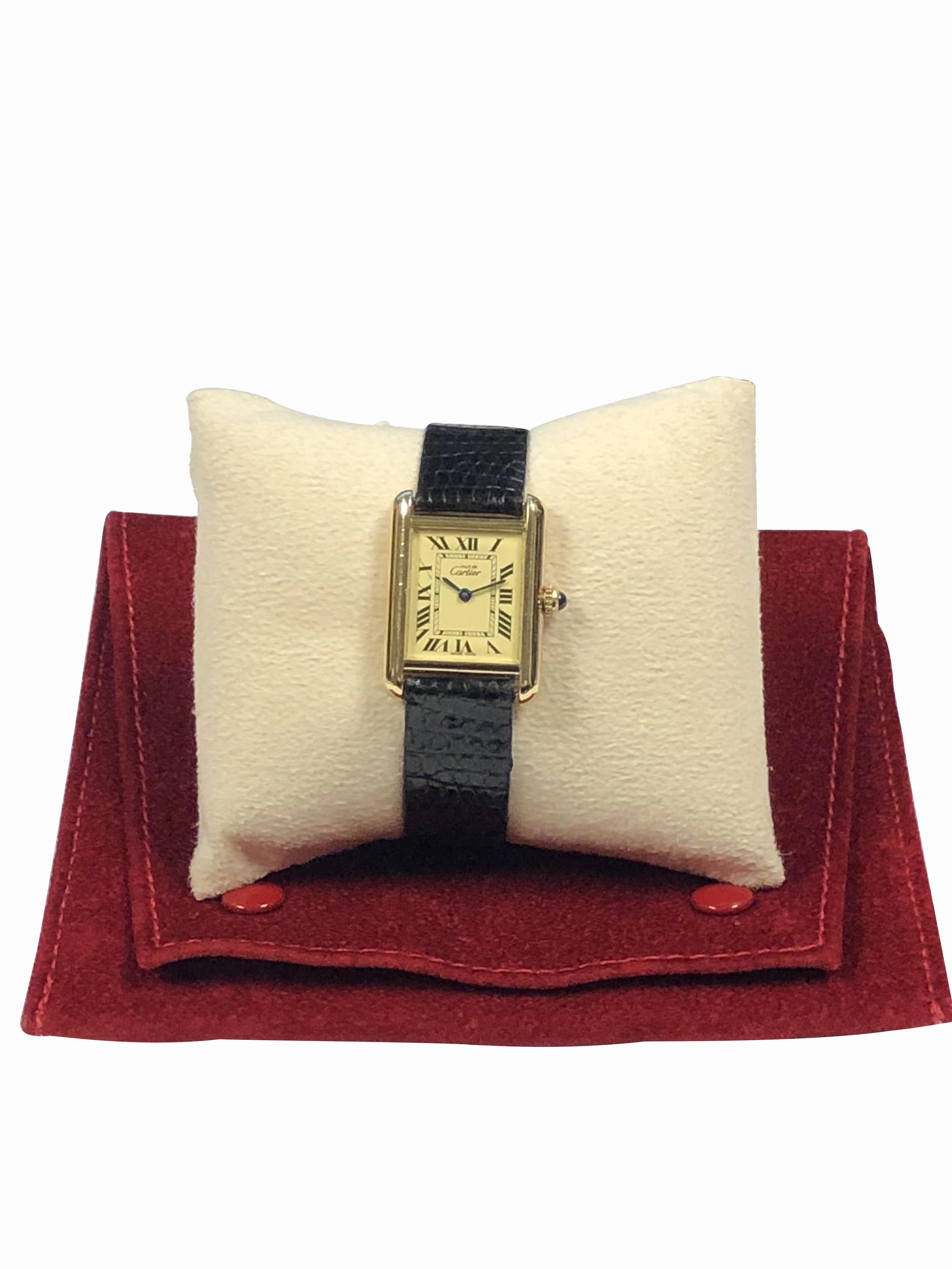 Women's or Men's Cartier Classic Tank Vermeil Mid Size Quartz Wrist Watch