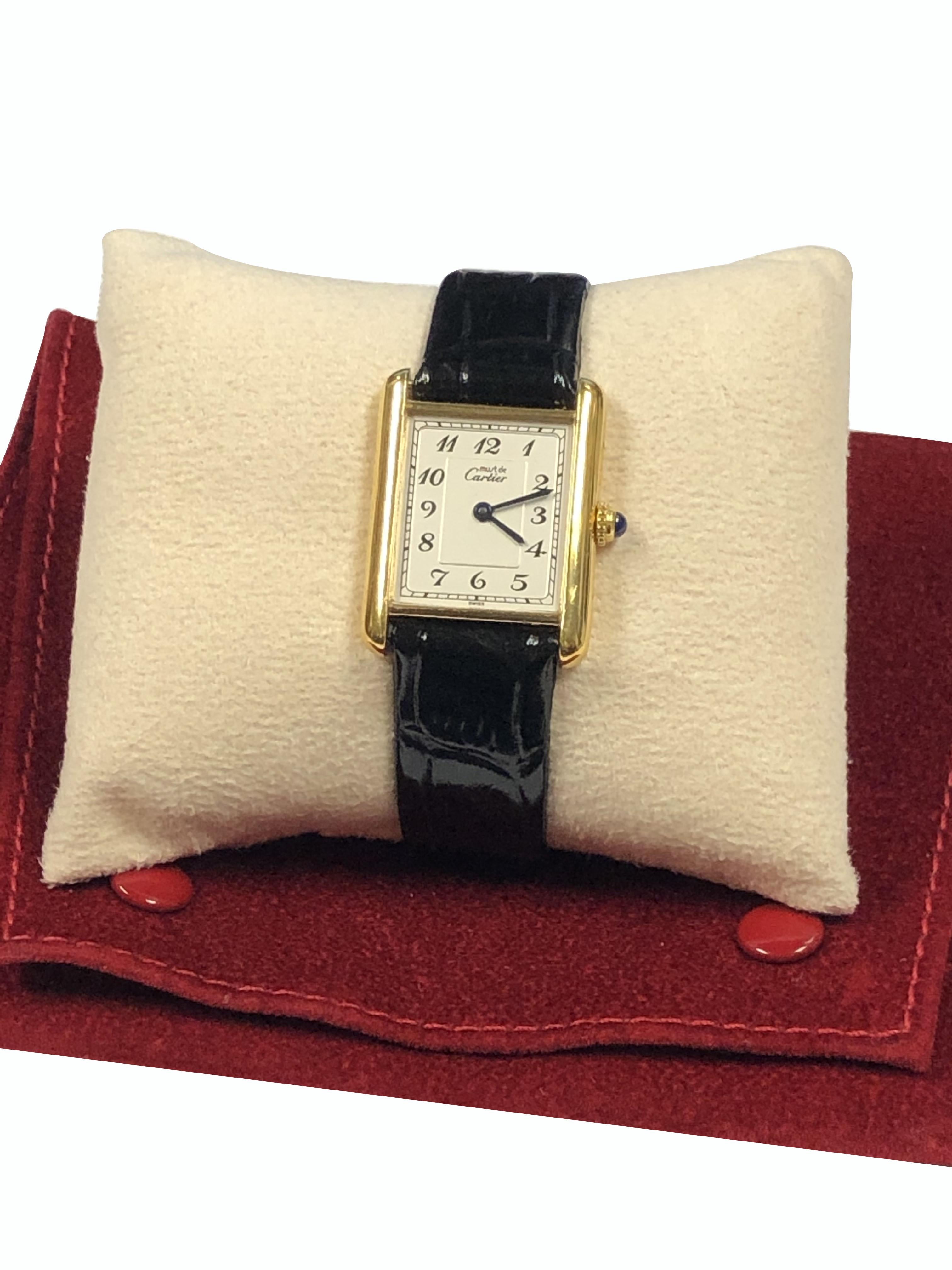 Women's or Men's Cartier Classic Tank Vermeil Mid Size Quartz Wrist Watch